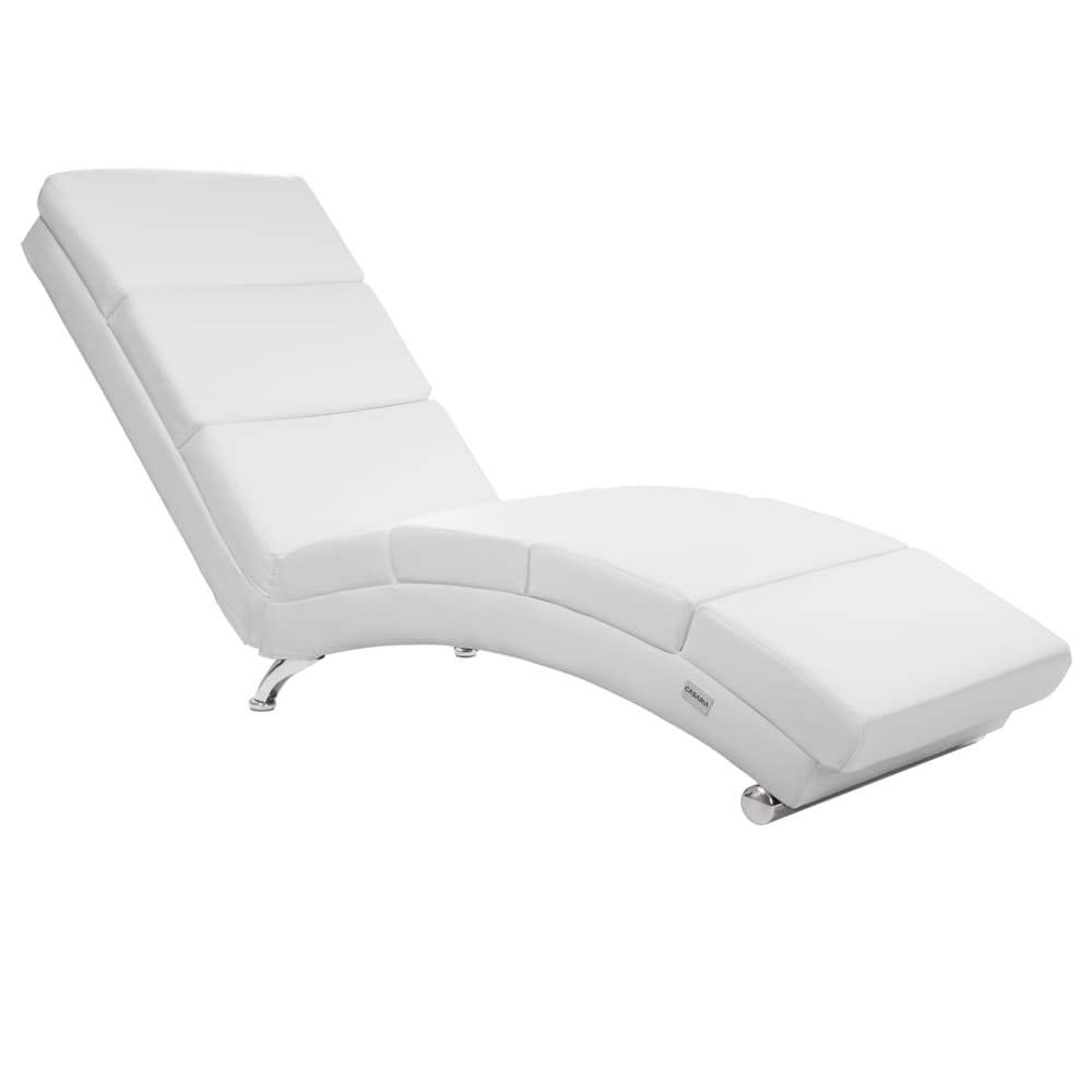 Hvid chaiselong i kunstlæder – ergonomisk, høj ryg