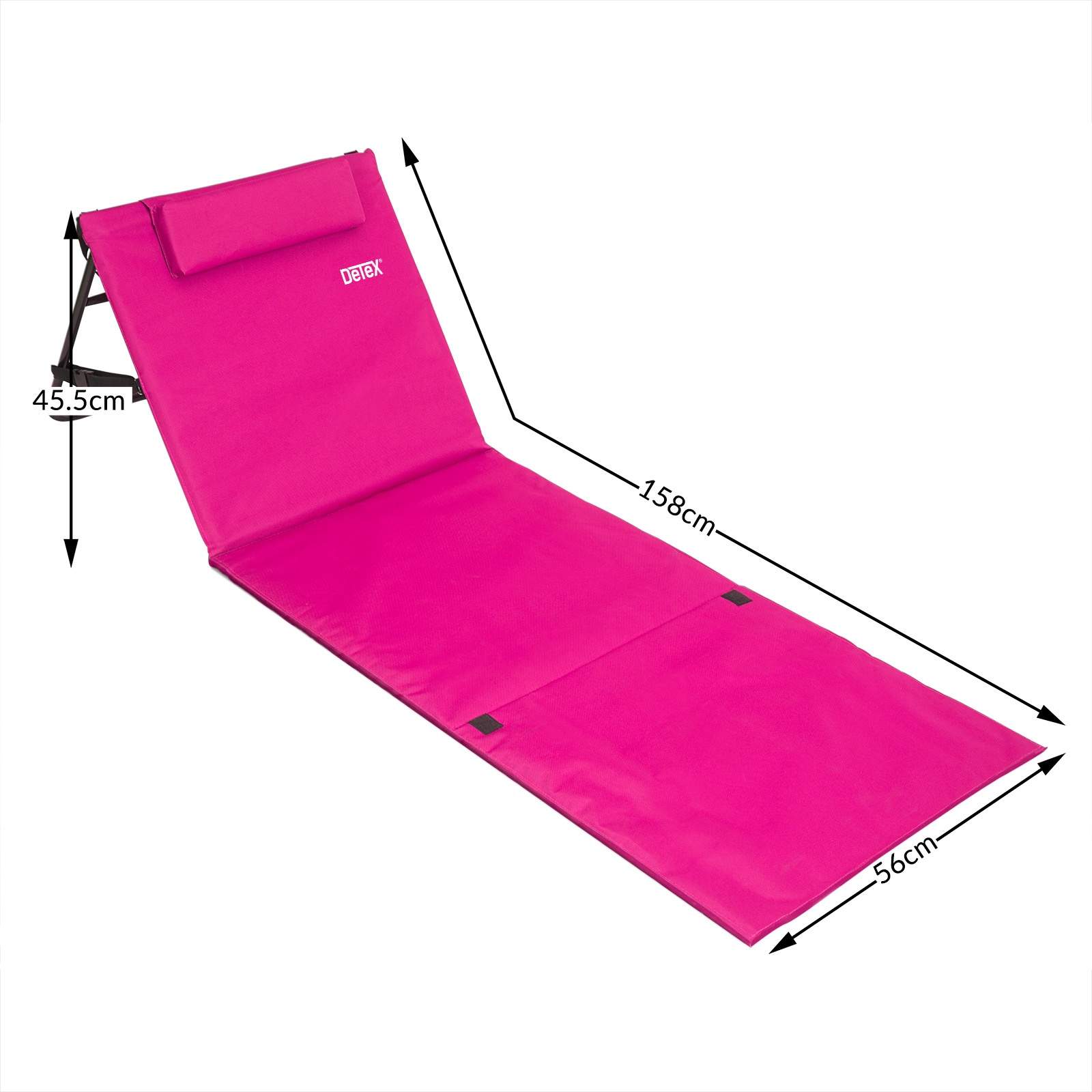 Strandmatta med justerbart ryggstöd, rosa, 158x56cm | Hem & Hobby | Pryloteket