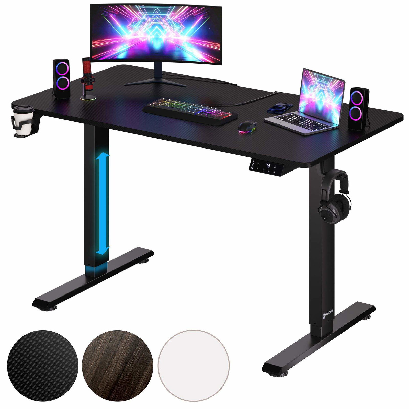 Justerbart hæve-sænkebord, sort 110x60 cm, støjsvag motor