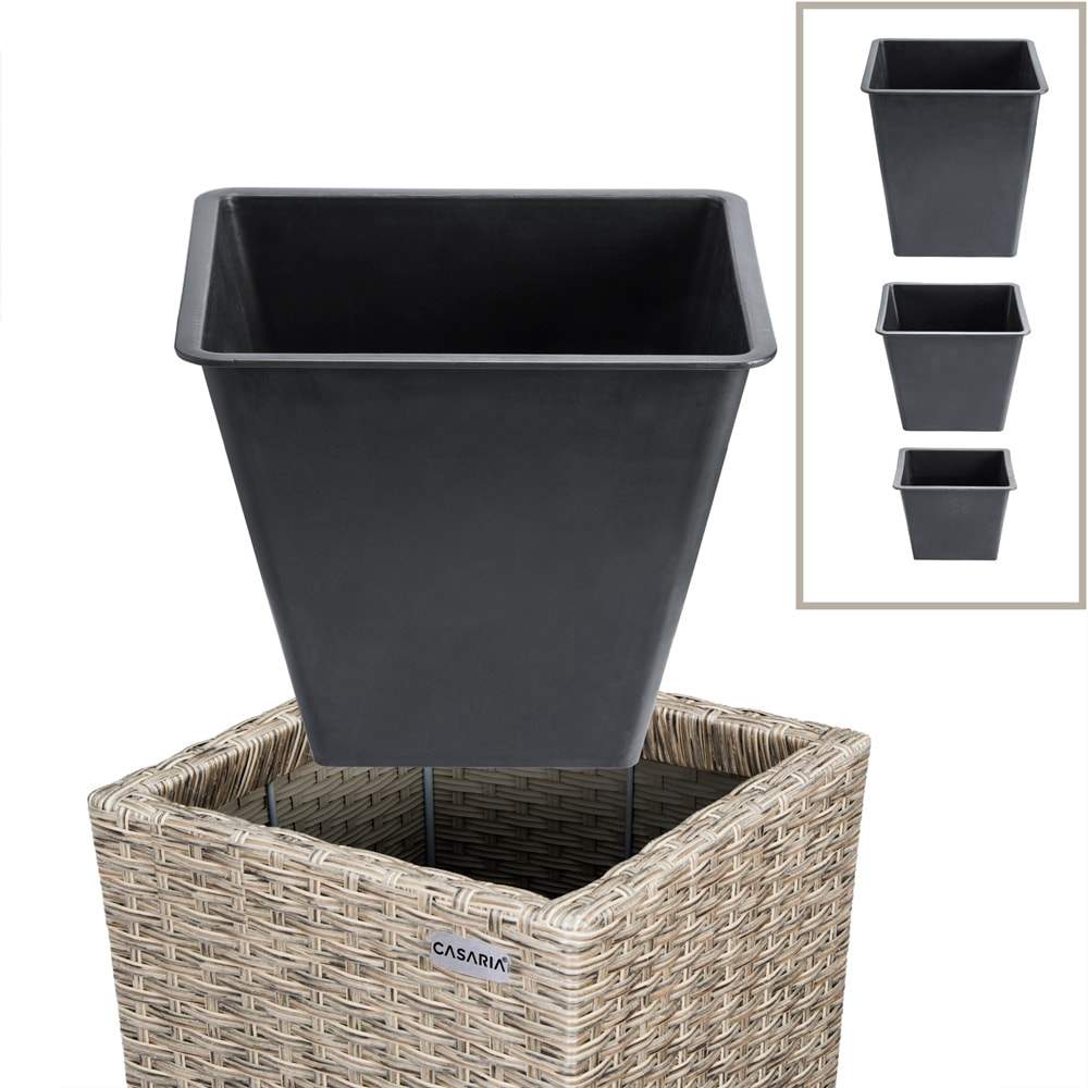 Rattan plantesæt – 3 dele, cremefarvet, til indendørs/udendørs brug