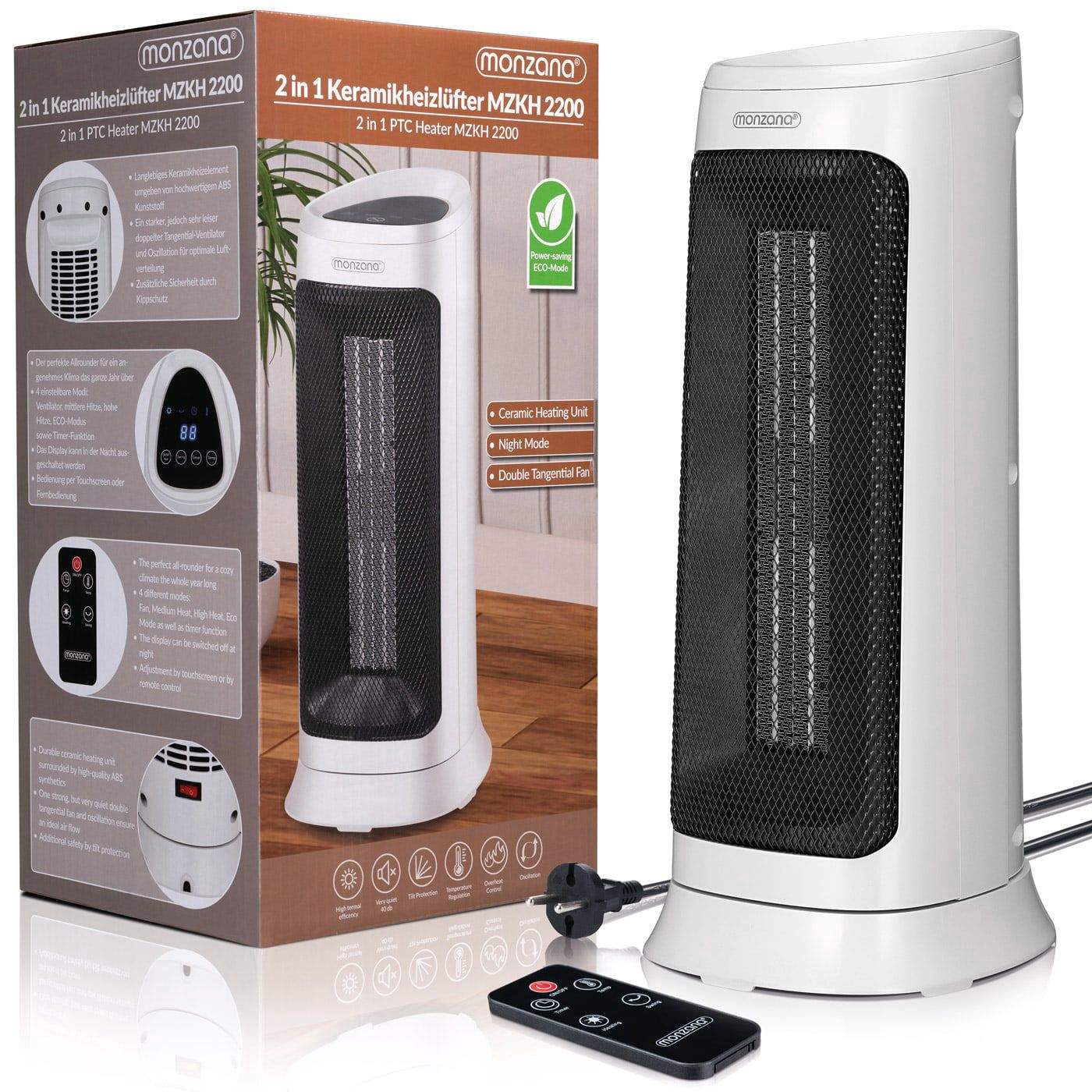 Keramisk värmare 2000W, 4 lägen, fjärrkontroll | Hem & Hobby | Pryloteket