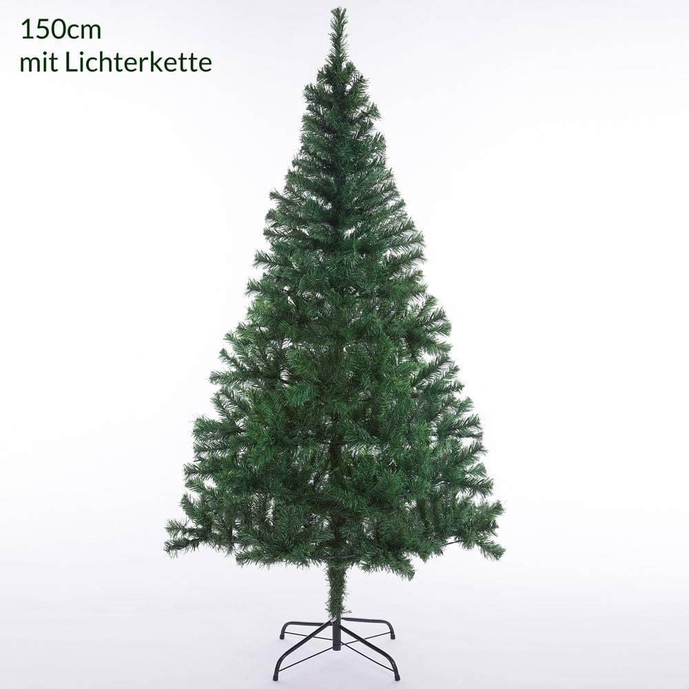Konstgjord julgran 150 cm med LED-ljus och metallfot | Hem & Hobby | Pryloteket