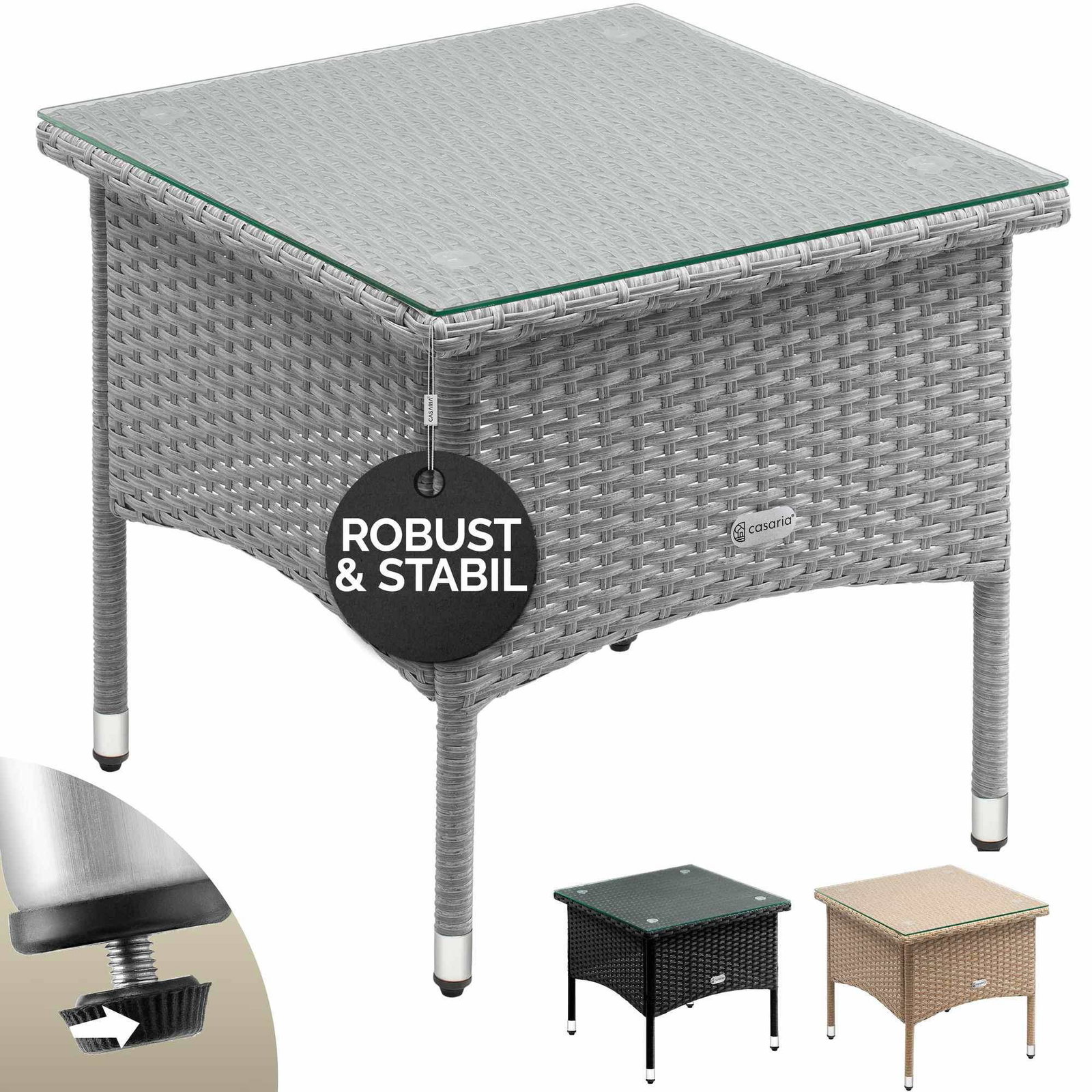 Polyrattan sidebord, gråt, 50x50x45cm – UV-bestandigt