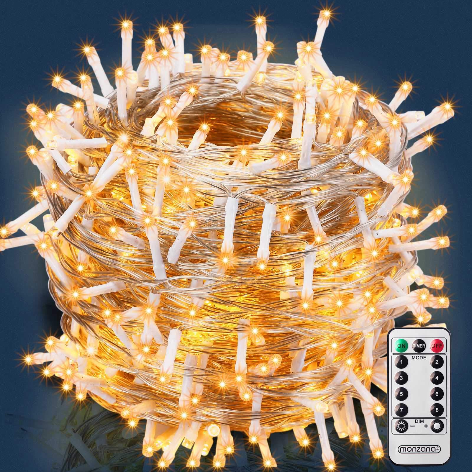 LED-lyskæde med fjernbetjening – indendørs/udendørs, 8 tilstande