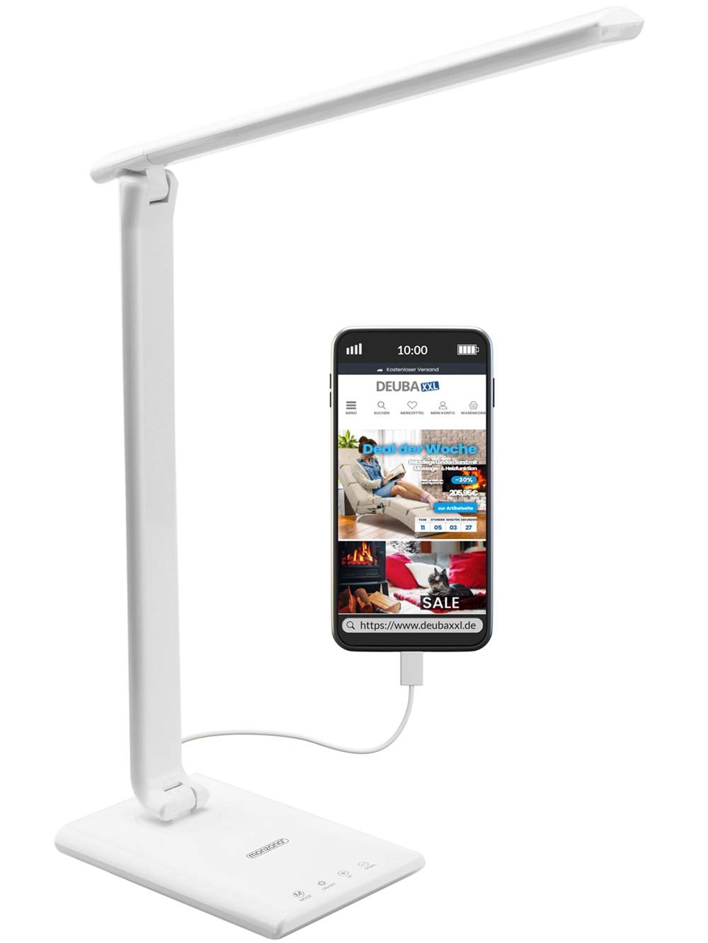 LED-skrivbordslampa med USB-laddare – Dimbar, 3 ljusfärger | Hem & Hobby | Pryloteket