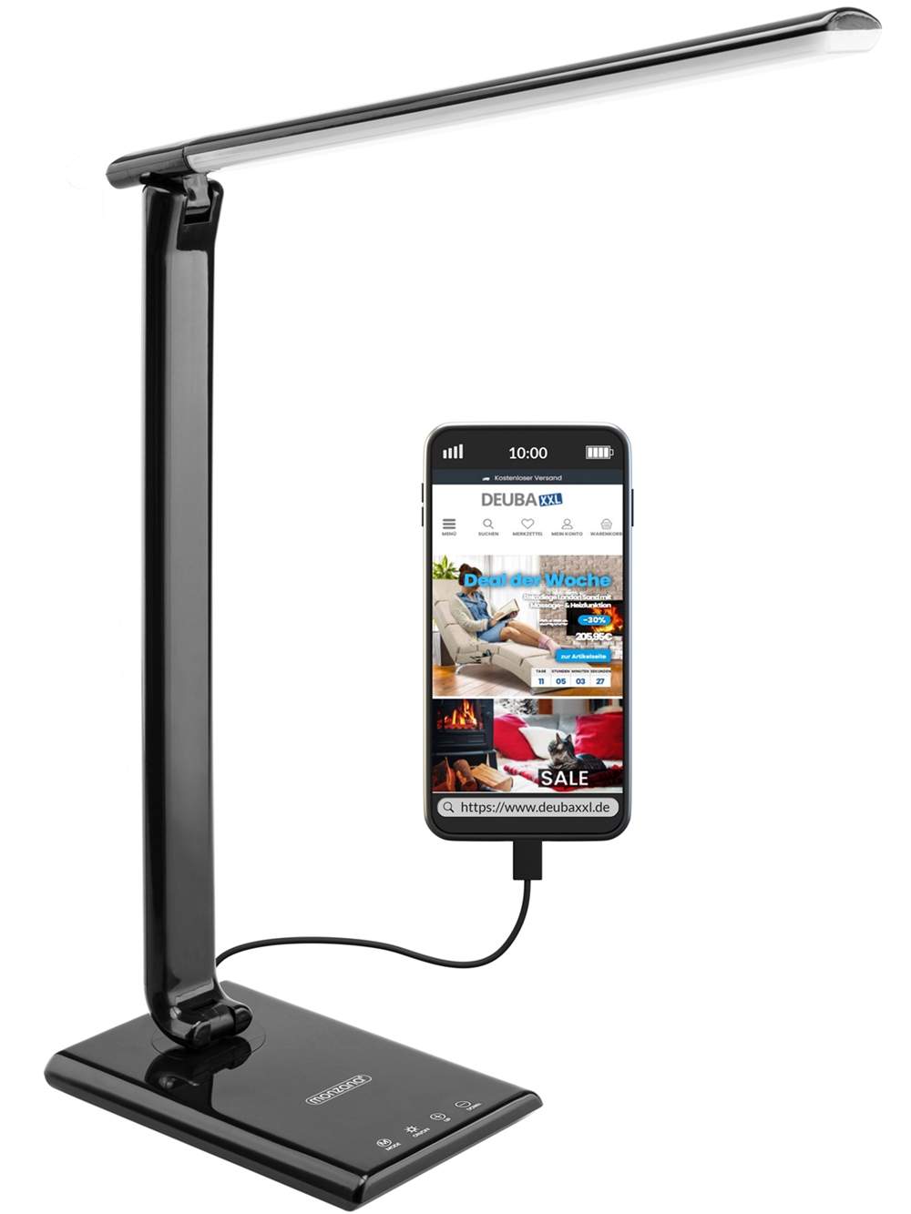 LED-skrivbordslampa med USB-laddare – 5-stegs dimning, 3 ljusfärger | Hem & Hobby | Pryloteket