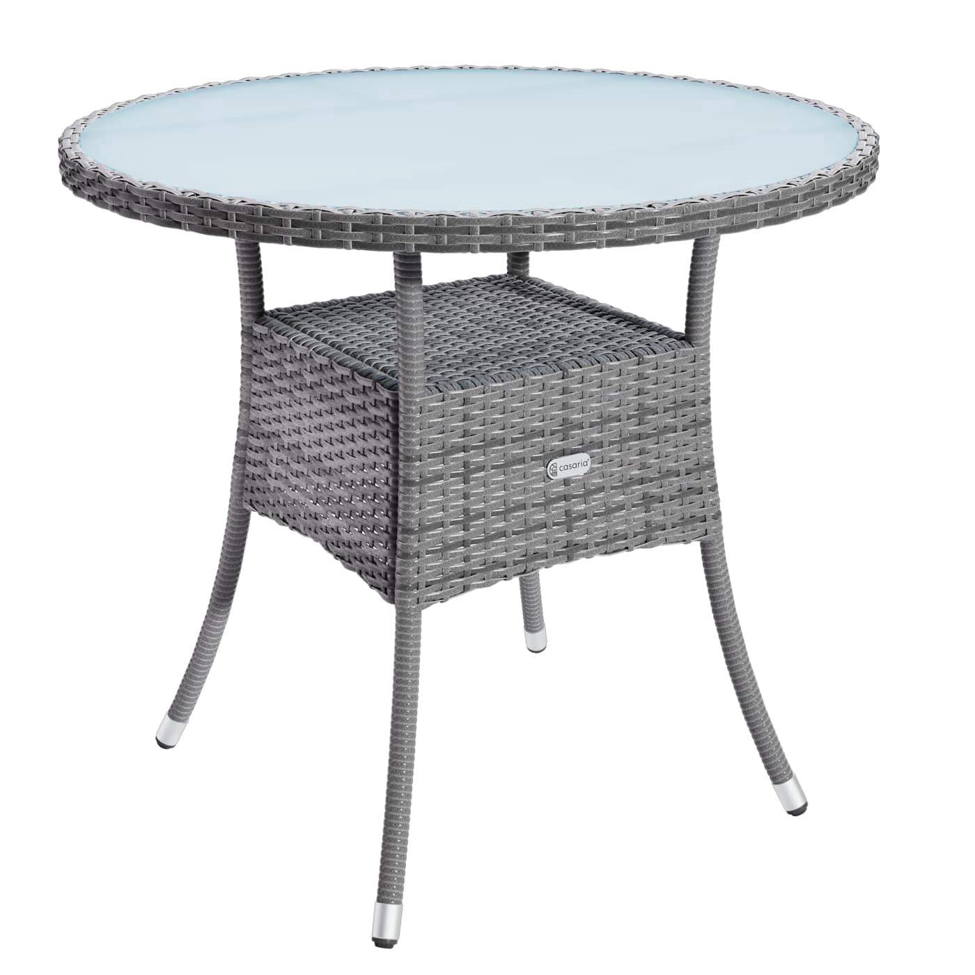 Polyrattan balkongbord, grått, Ø80cm, frostad glasskiva | Hem & Hobby | Pryloteket