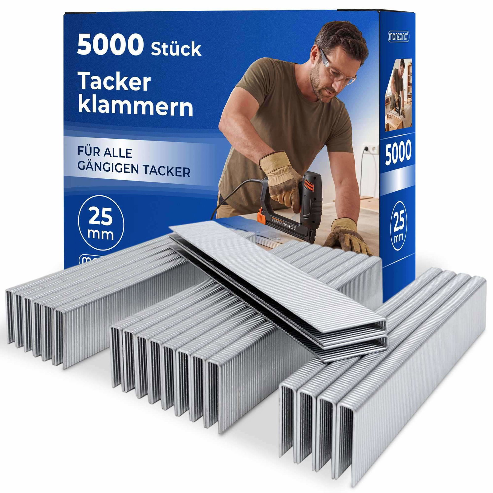 Galvaniserade stålklammer 5000 st – 25x5,8 mm för lufthäftpistol | Hem & Hobby | Pryloteket