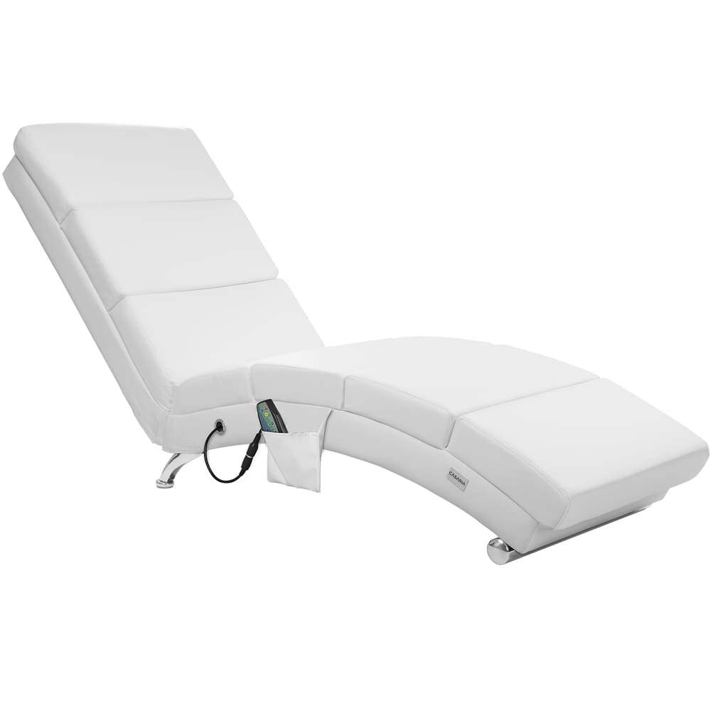 Hvid lænestol med massage og varme – Ergonomisk, 8 punkter