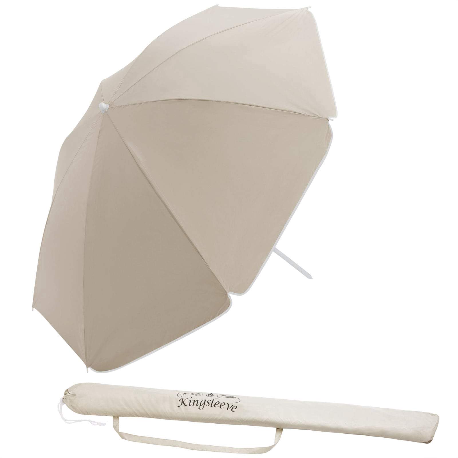 Beige strandparasol, vippe- og højdejusterbar, 180 cm