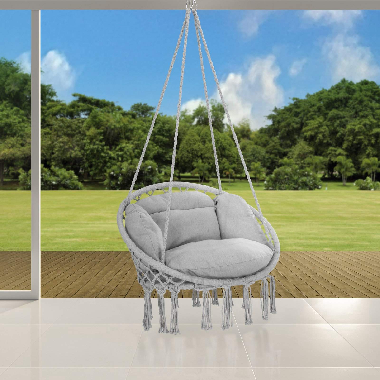 Boho Hängstol Ljusgrå – Komfort inomhus och utomhus | Hem & Hobby | Pryloteket