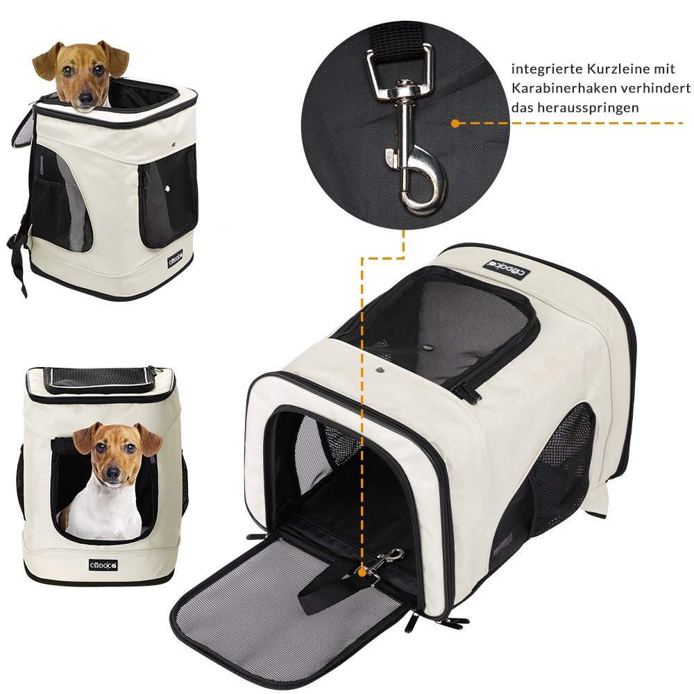 Rygsæk til kæledyr, beige, op til 20 kg