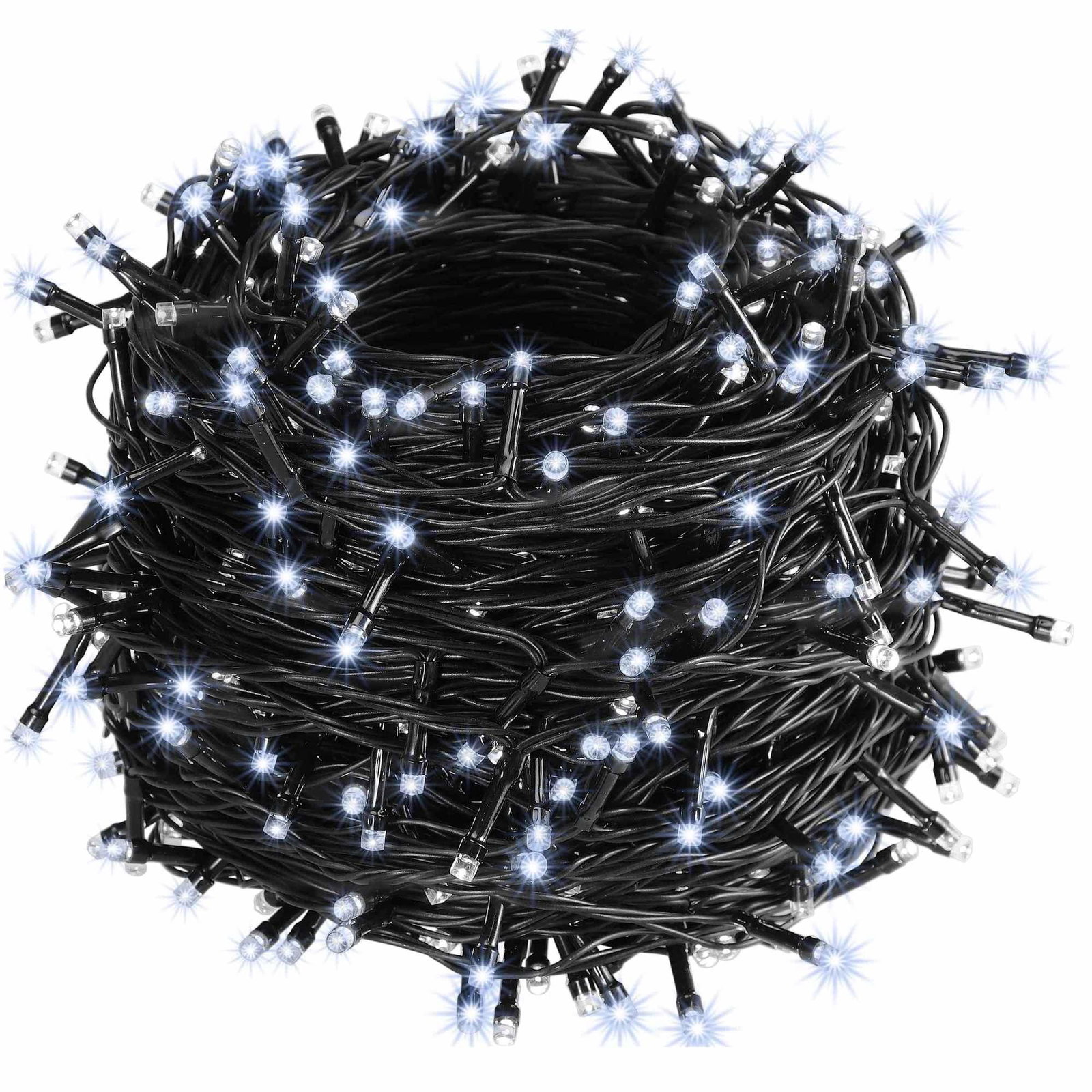 Julelyskæde, 20m kold hvid, 200 LED'er, IP44