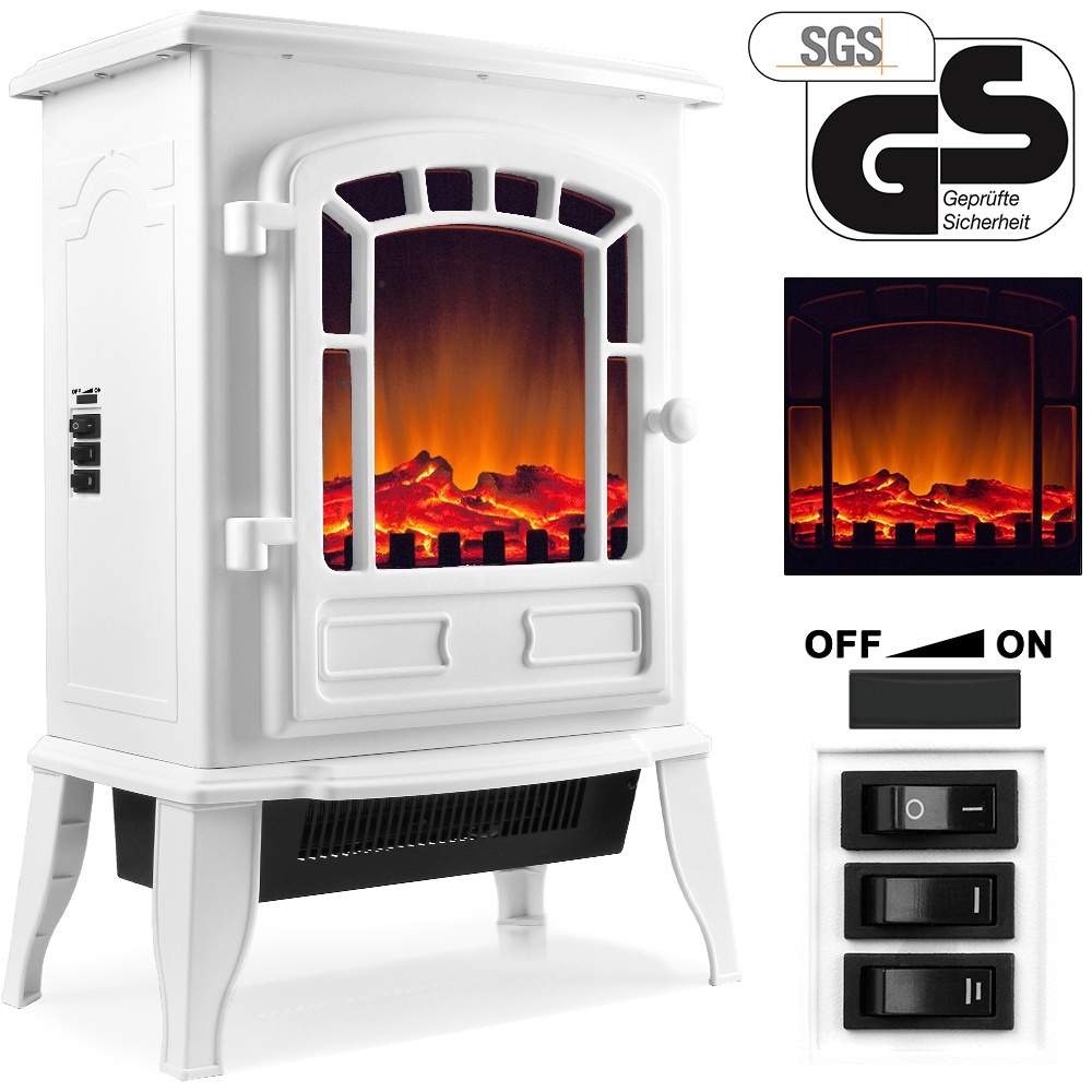 Elektrisk spis 2000W, vit – realistisk flameffekt | Hem & Hobby | Pryloteket