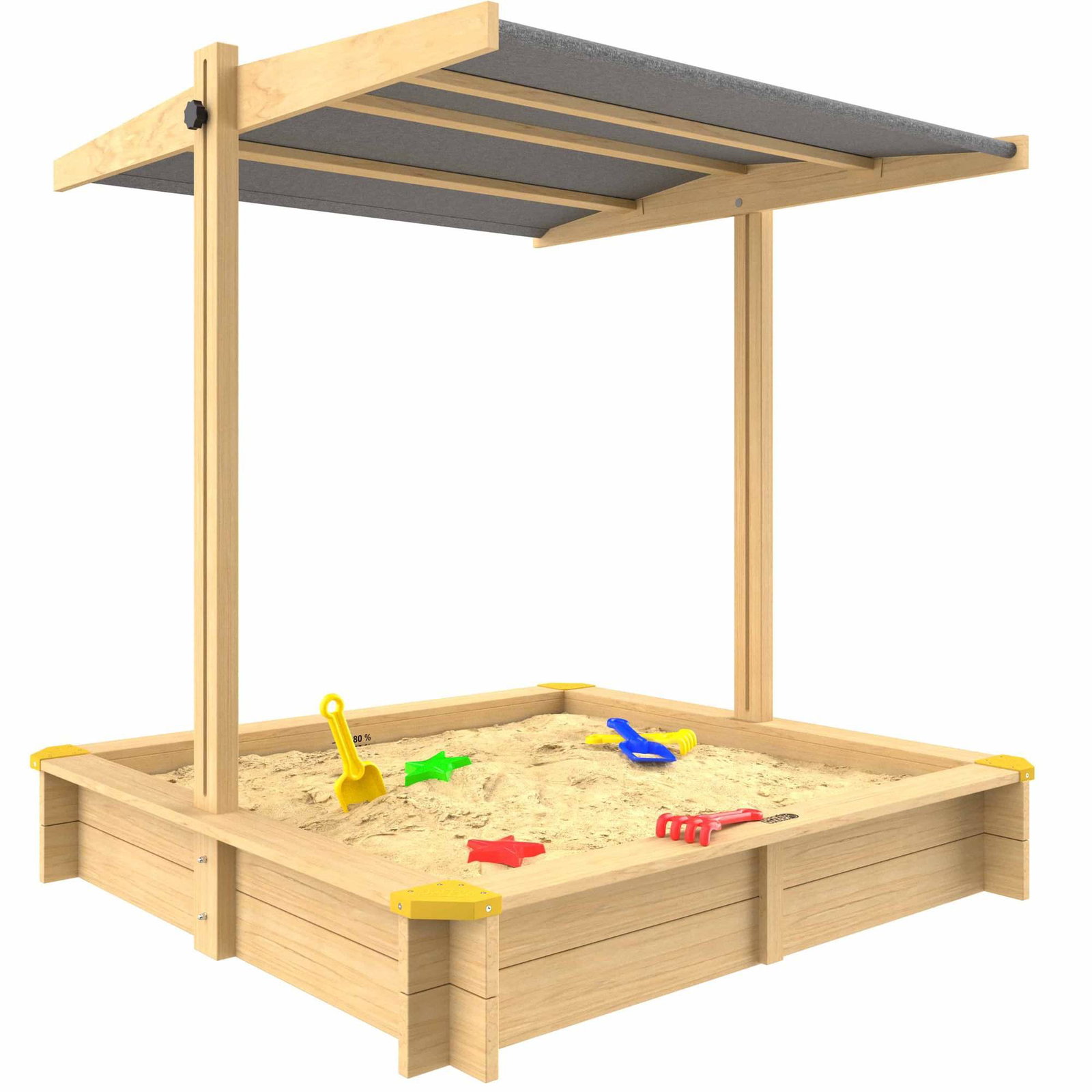 Børnesandkasse med justerbar baldakin – 140x140x120cm