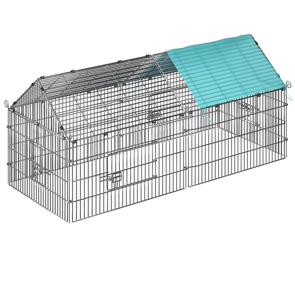 Udendørs metalkaninindhegning med soltag, 180x75x75cm