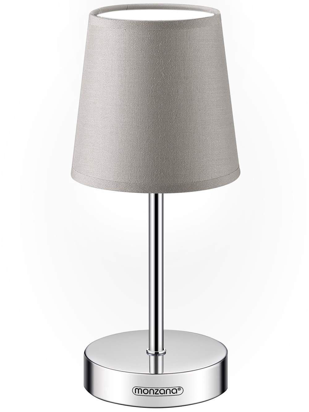 Taupe bordslampa – metallfot, tygskärm, E14-sockel | Hem & Hobby | Pryloteket