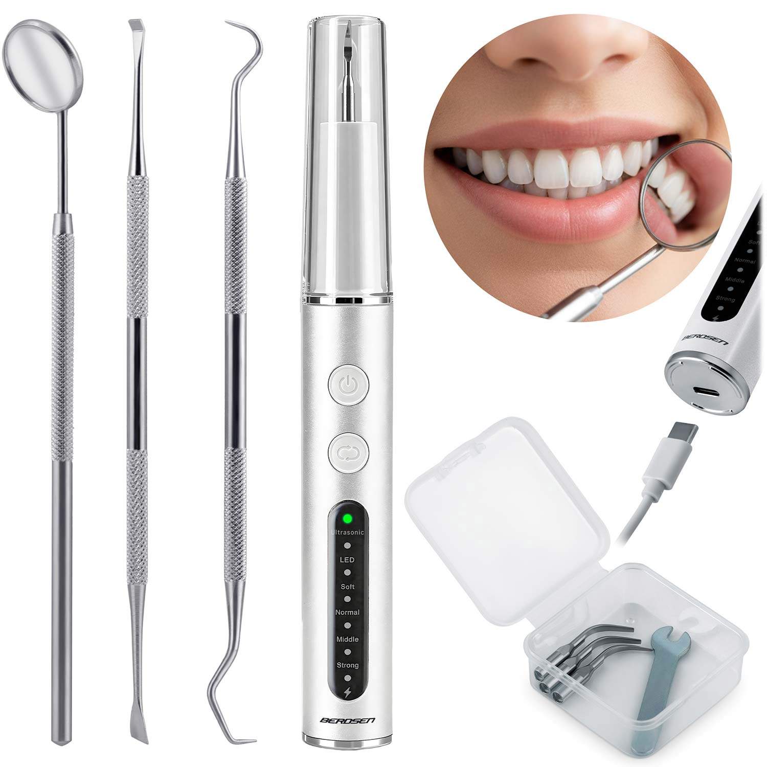 Ultralyds tandrenser – 4 tilstande, LED, fjernelse af tandsten
