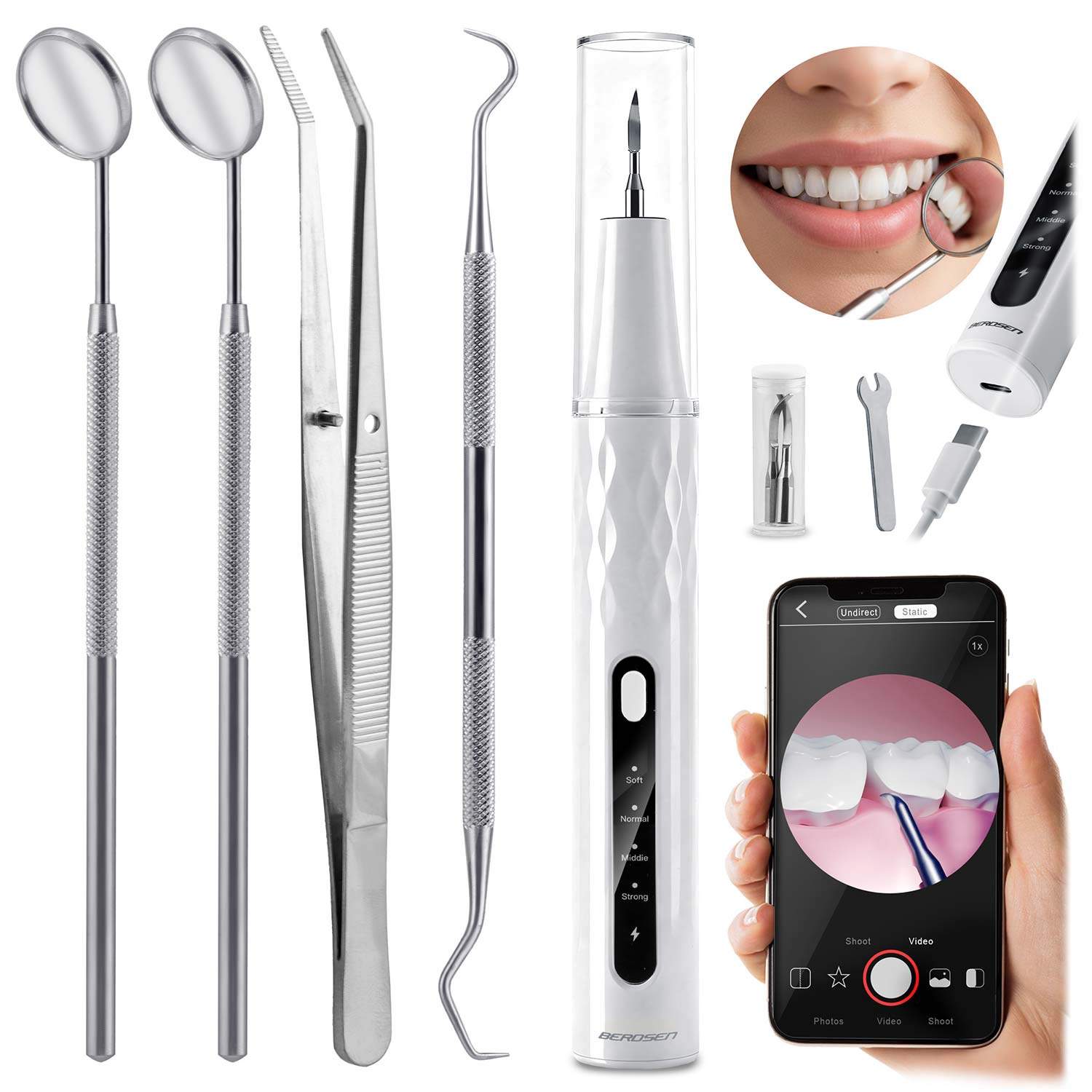 Ultralyds tandscaler med kamera – 4 tilstande, LED