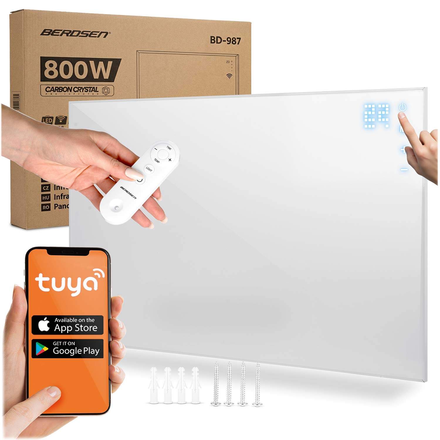 Infrarød varmeovn 800W med fjernbetjening og WiFi-betjening