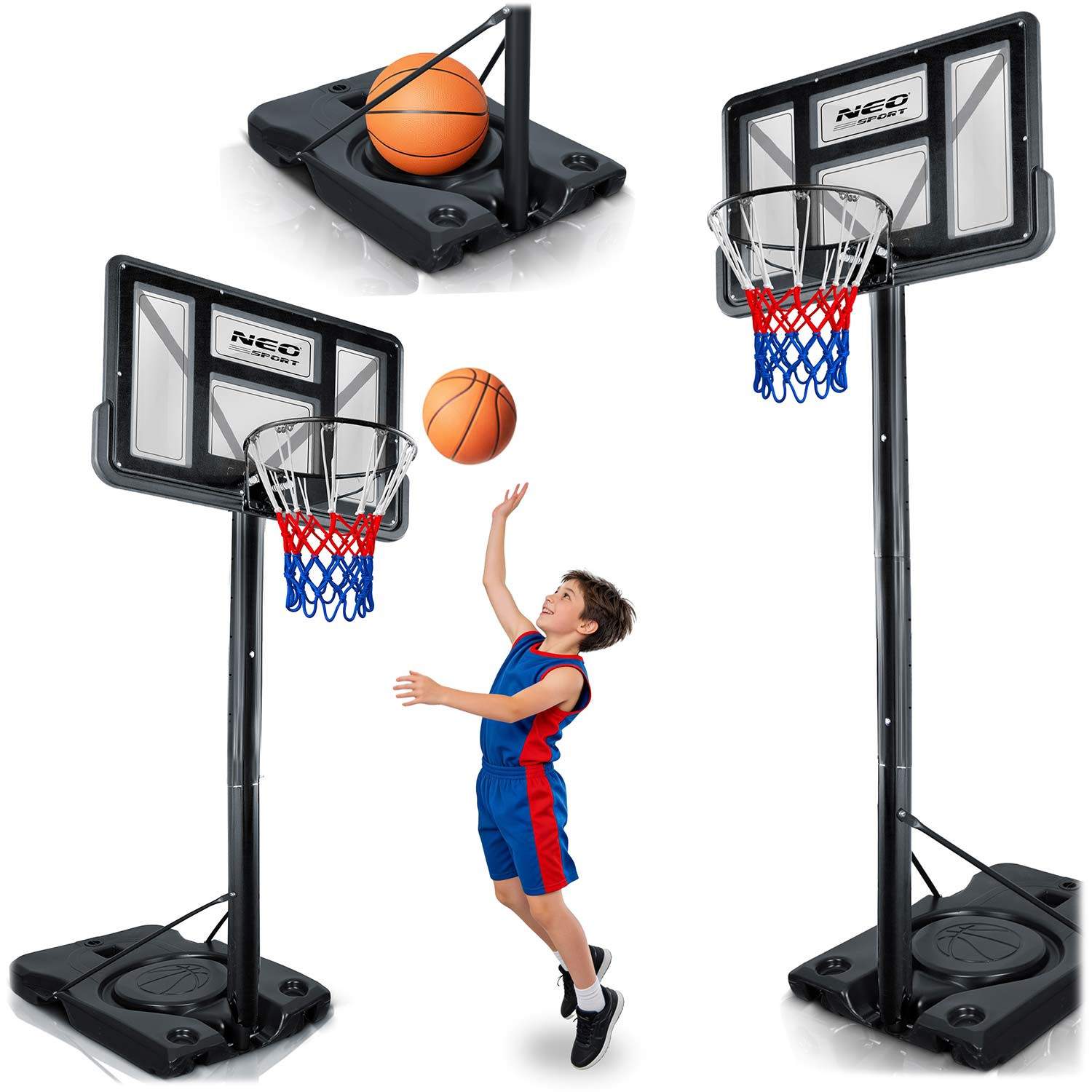 Justerbar basketballkurv 135-300cm – Stabil & Stor