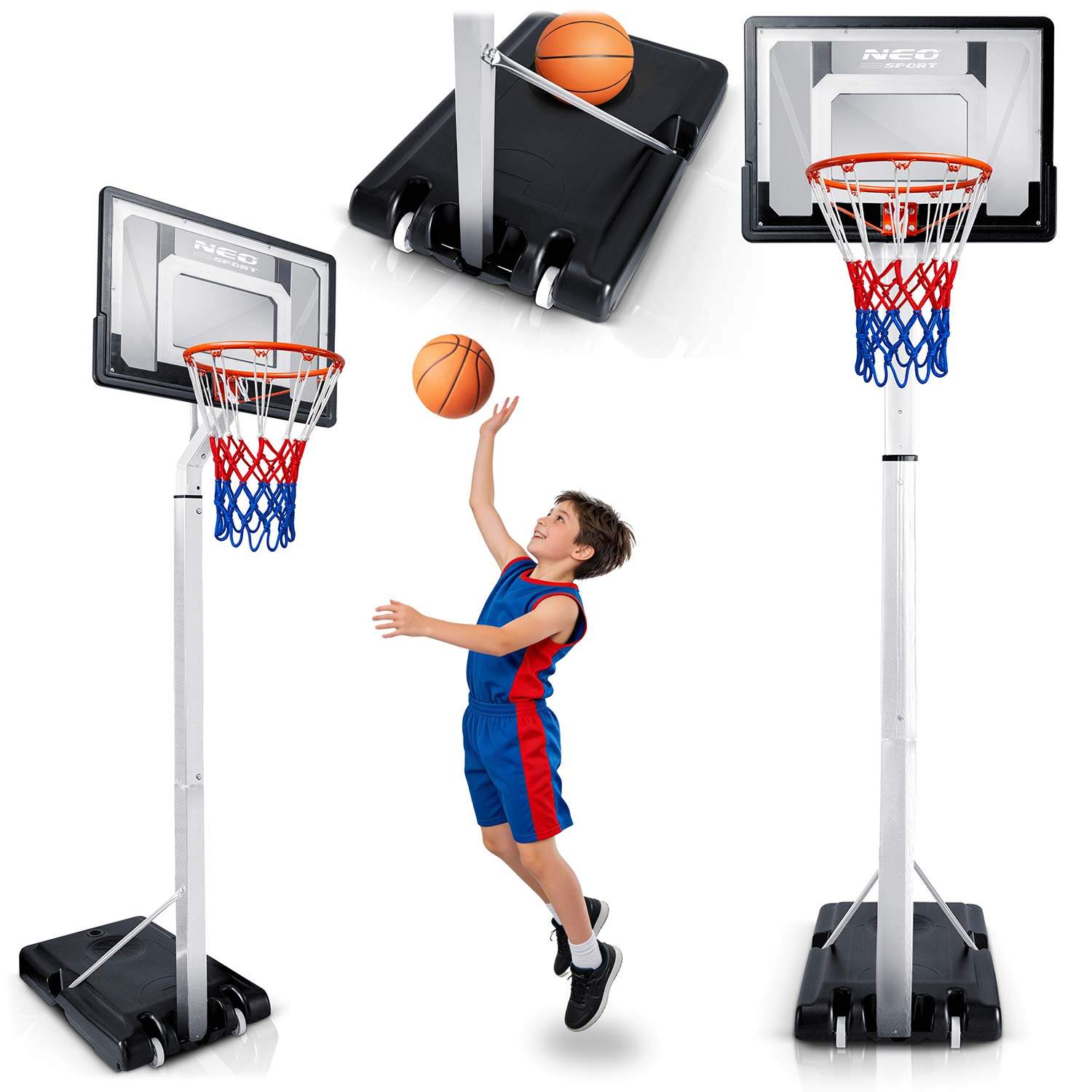 Justerbar basketballkurv 150-260 cm – Stabil og bærbar