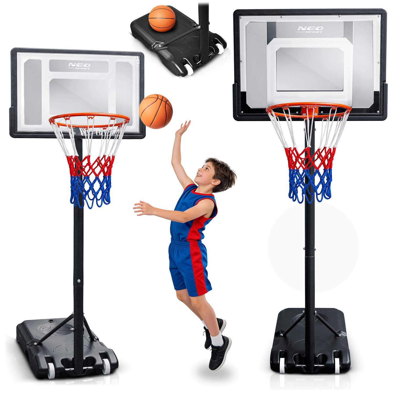 Justerbar basketballkurv 150-210cm – Stabil og fritstående