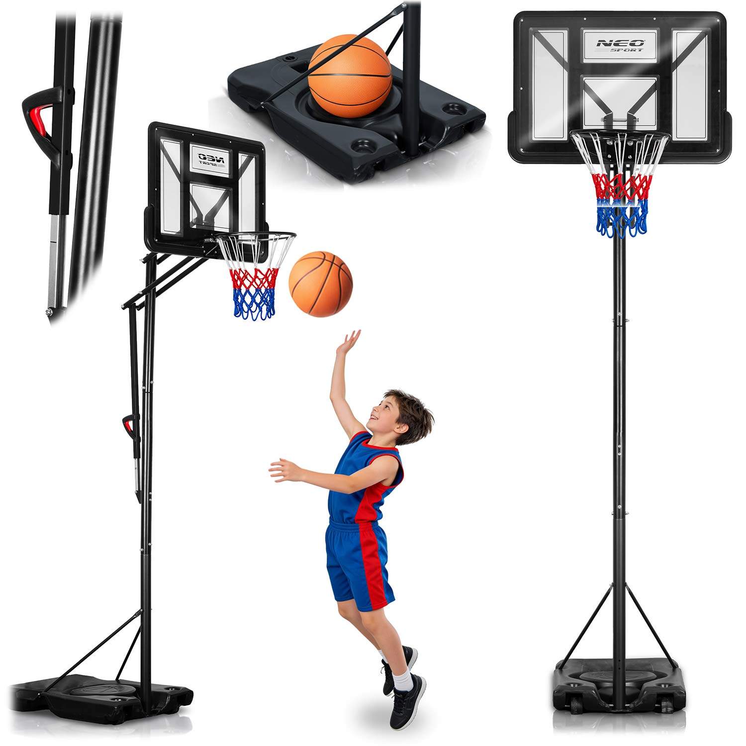 Justerbar basketballkurv 170-305cm – Stabil & Stor