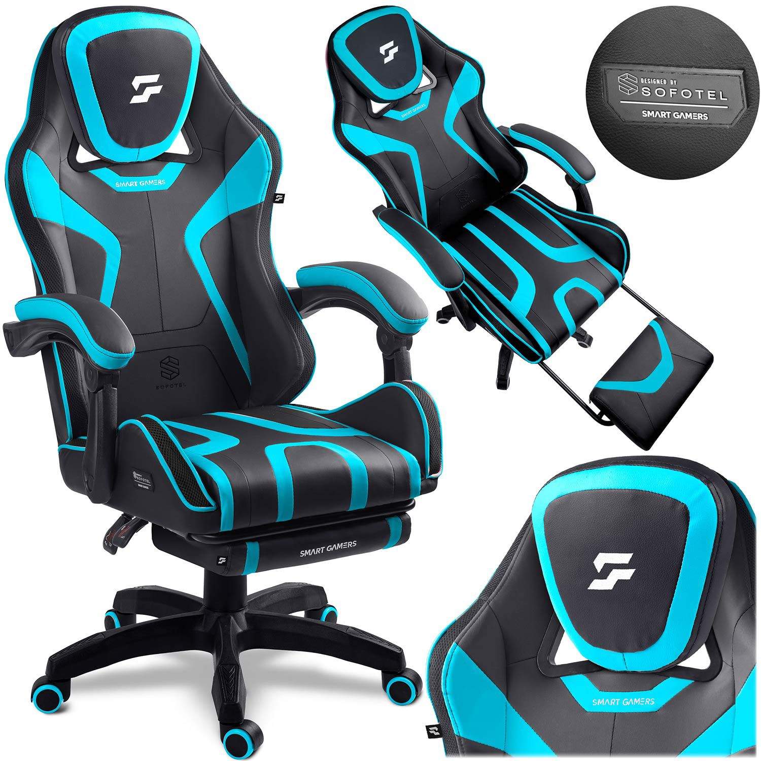 Roterende gamingstol med fodstøtte – Bucket Seat Design