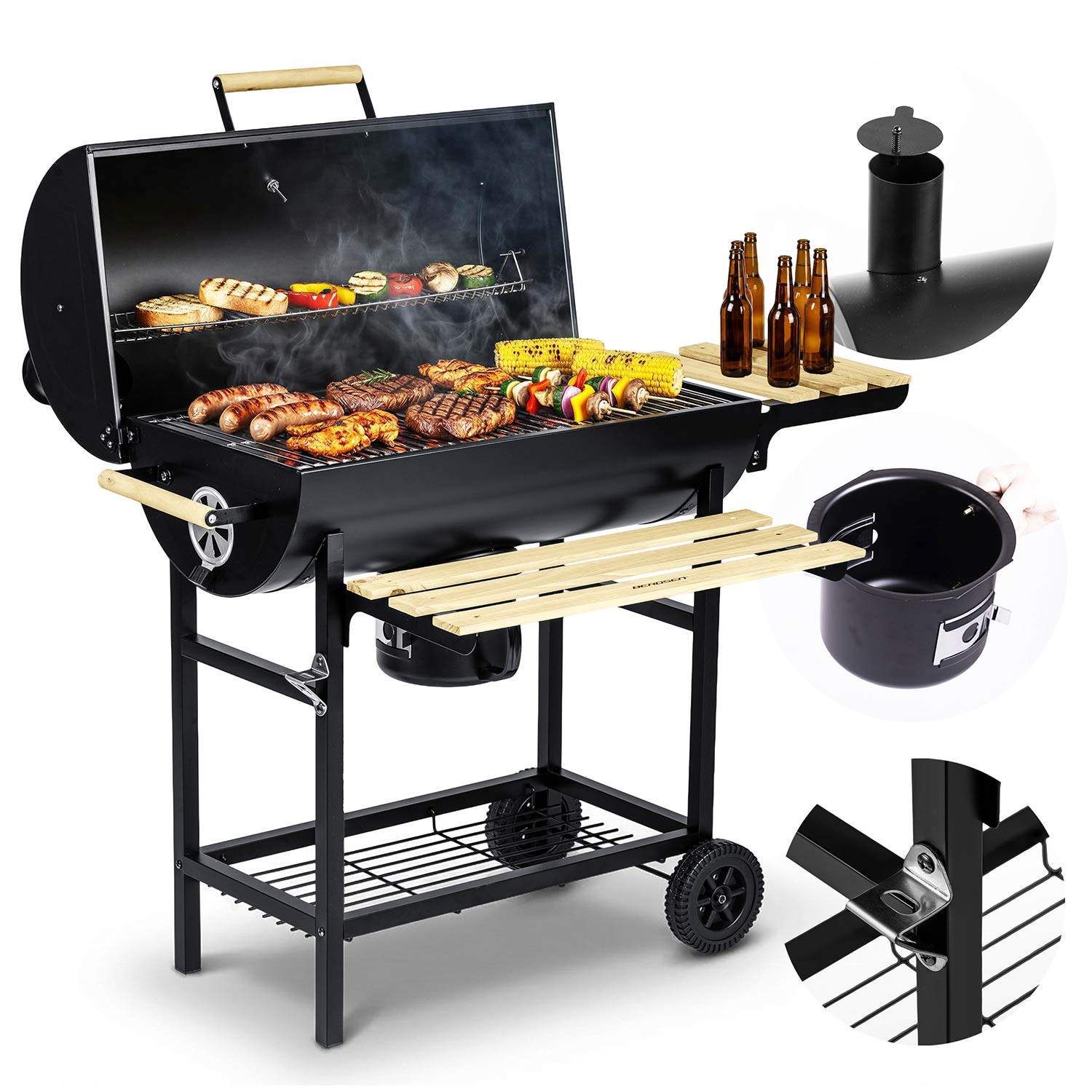 Utomhusgrill med koltunna, skorsten och termometer | Hem & Hobby | Pryloteket