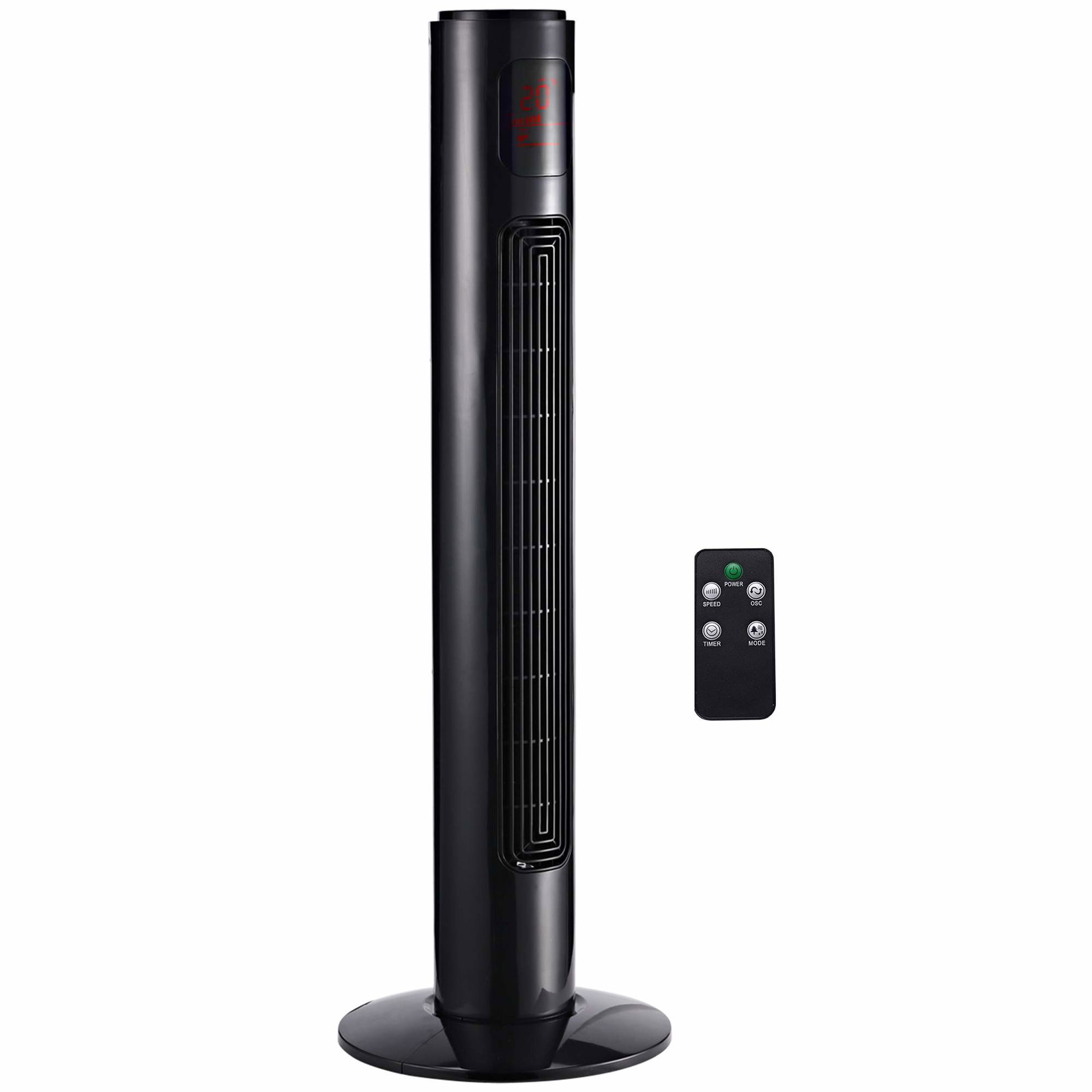 Oscillerende tårnventilator, fjernbetjening, 3 tilstande, sort
