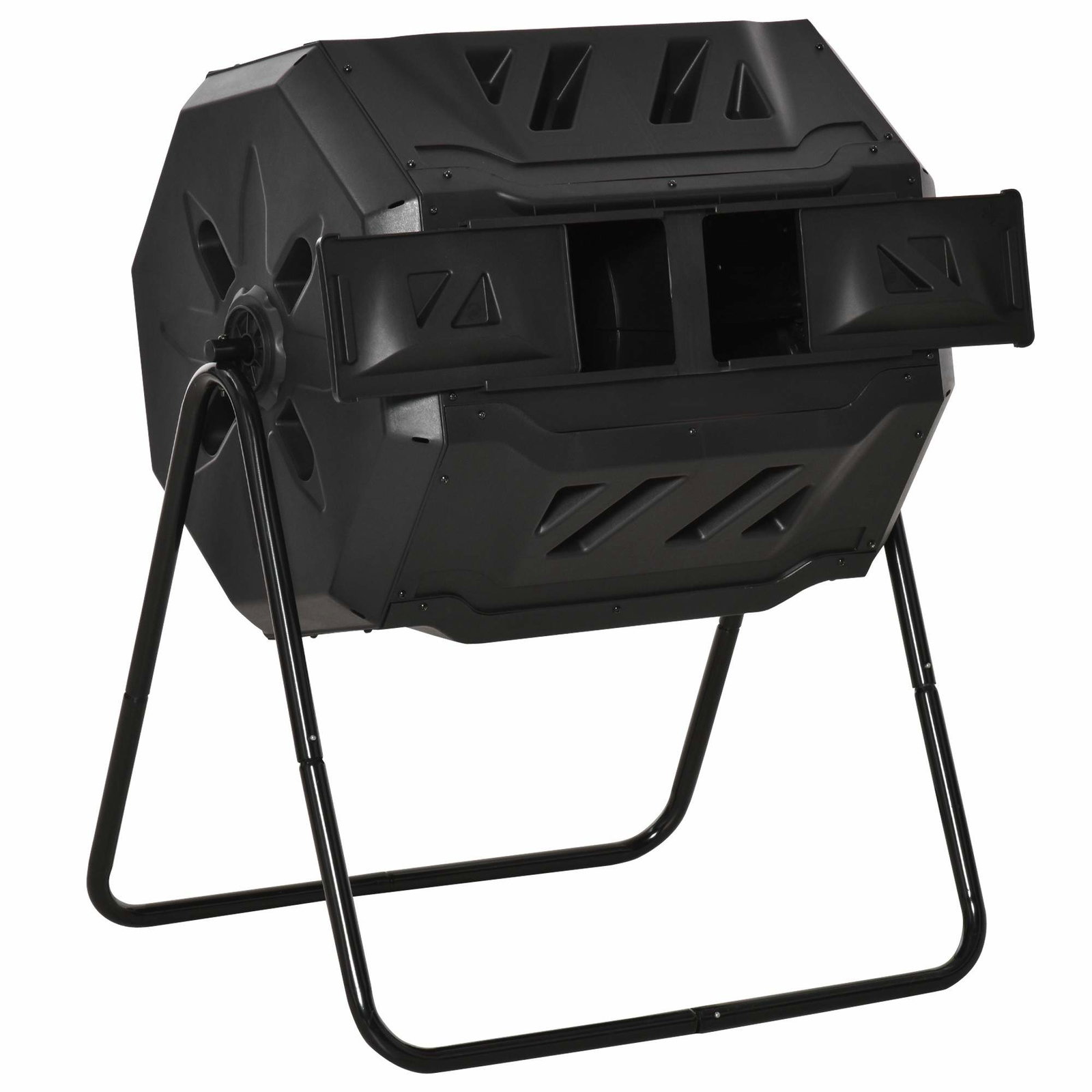 Kompostbeholder med dobbelt kammer, 160 liters kapacitet, roterende design