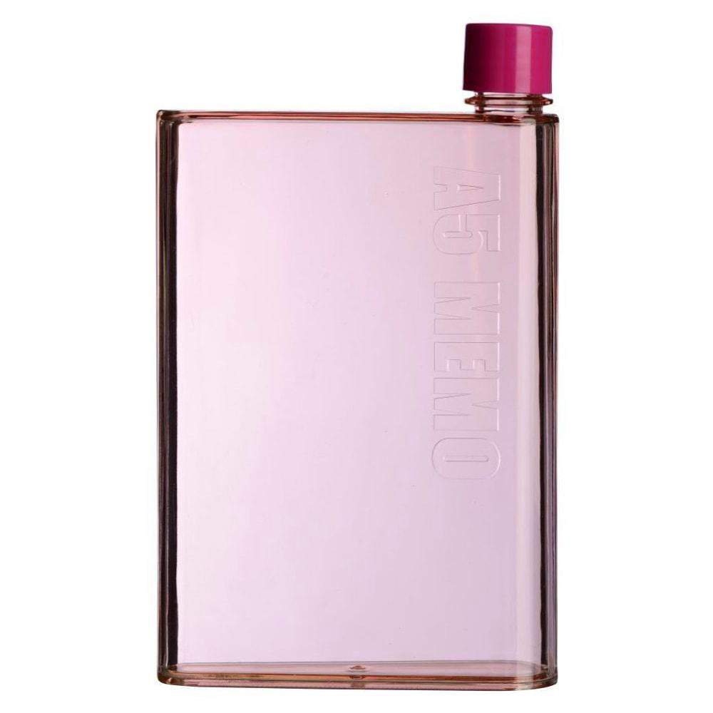 Flad Vandflaske, A5 Memo - Lyserød