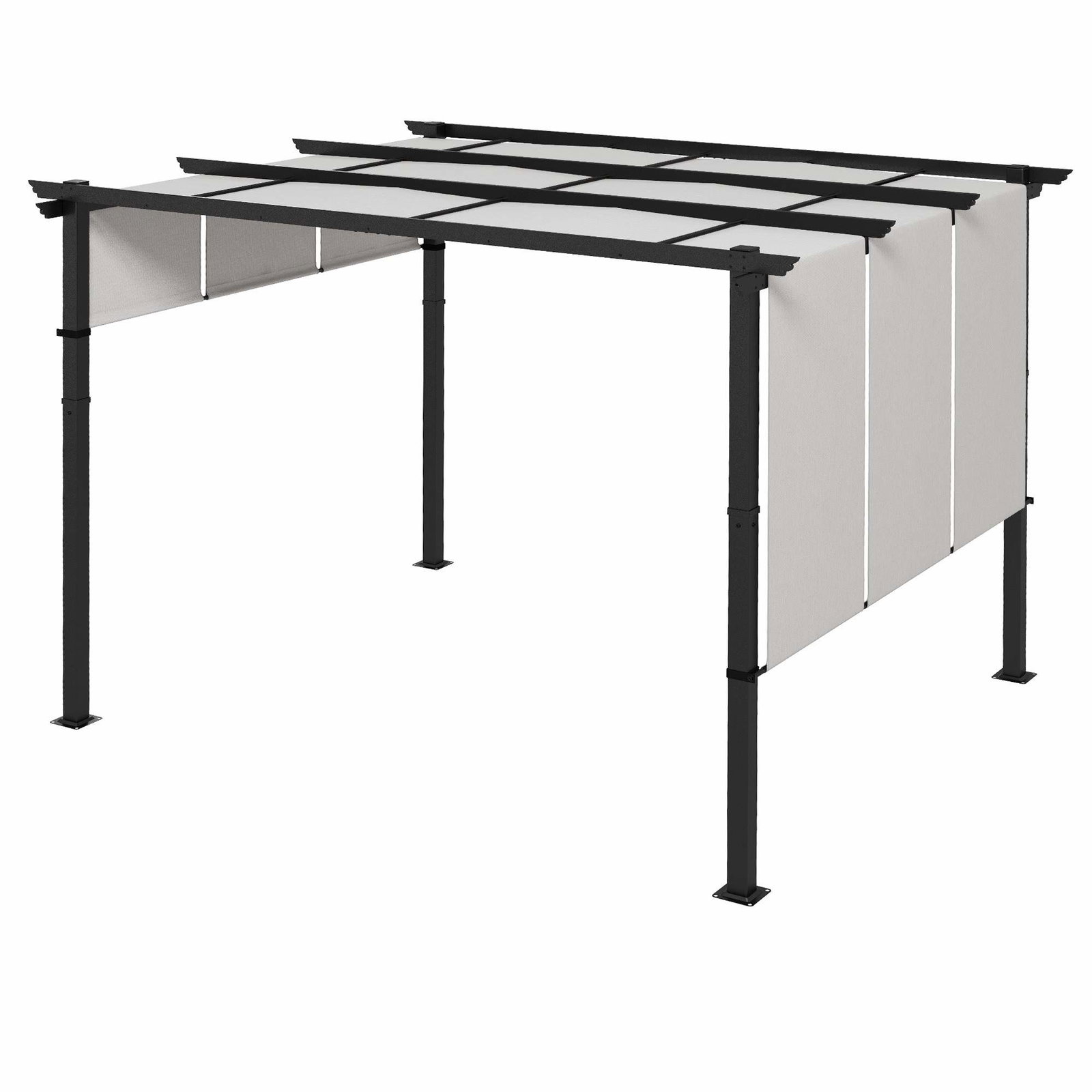 Pergola solsejl, vejrbestandig, 3 x 3,5 m, mørkegrå