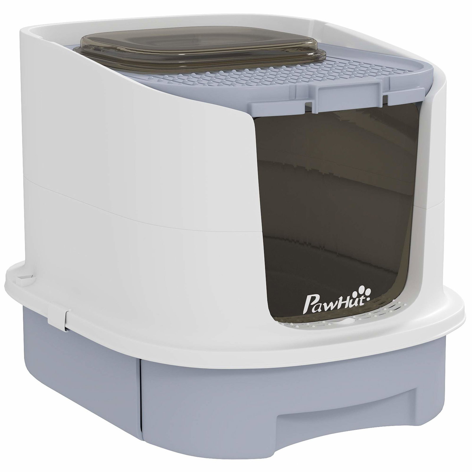 Kattebakke med topindgang, udtræksbakke, grå, 40,5x52,5x42,5 cm