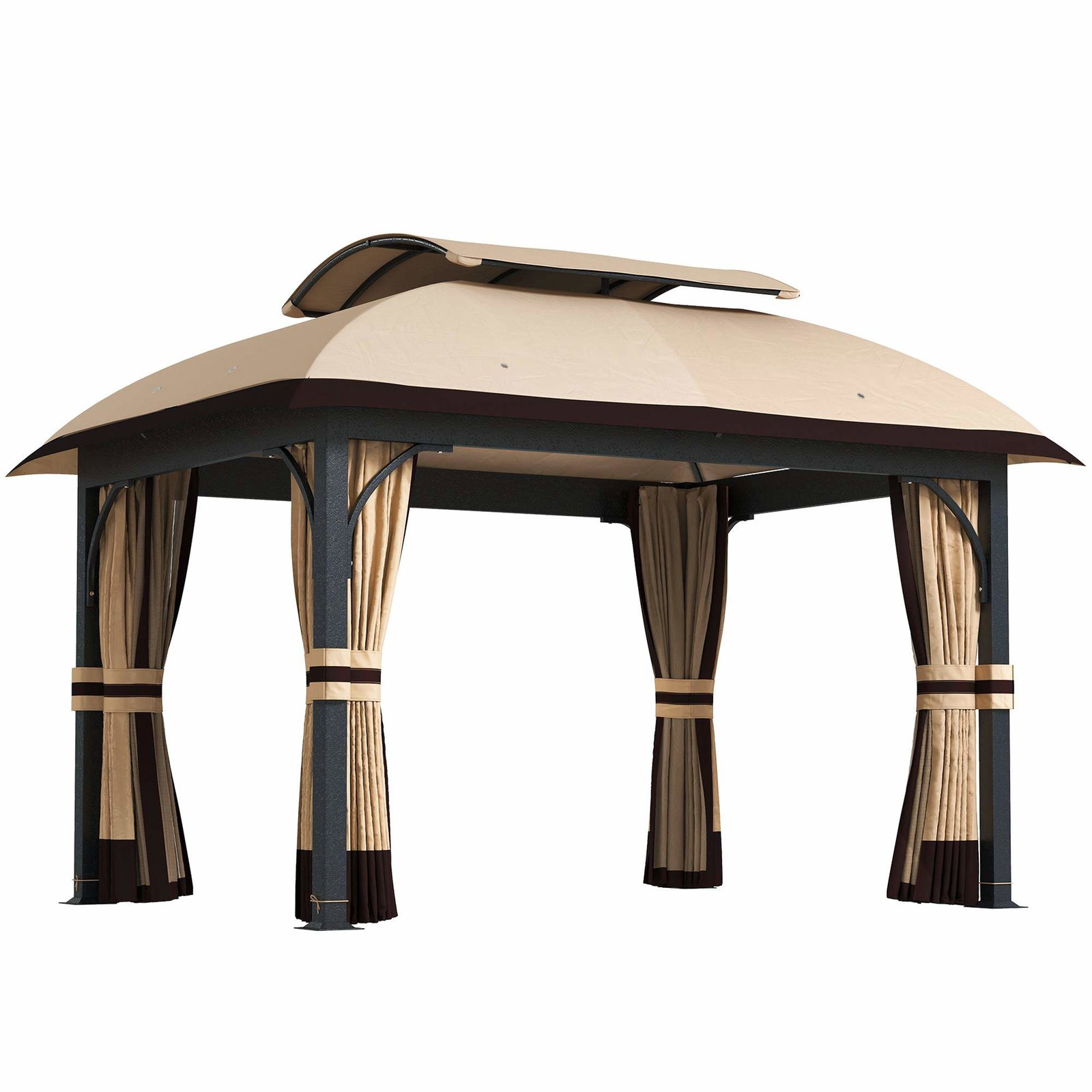 Havepavillon 3,3x4m med netgardiner – khaki