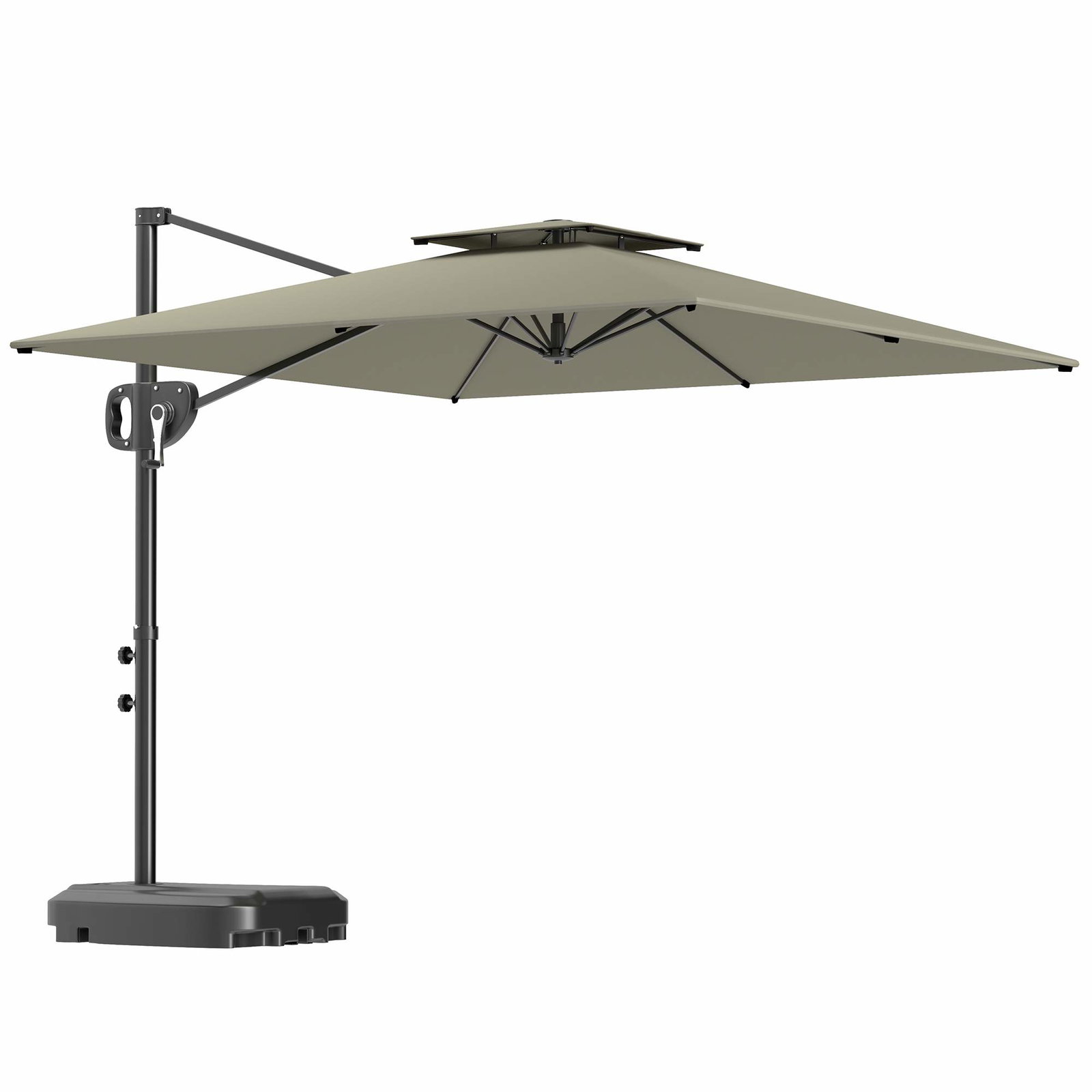 Stor vippeparasol, 247 cm, vandafvisende, lysegrå