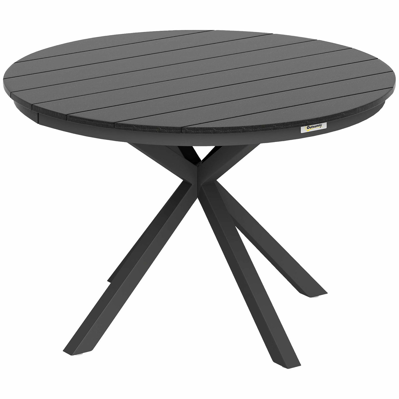 Rundt havebord – 118 cm, sort aluminiumsstel
