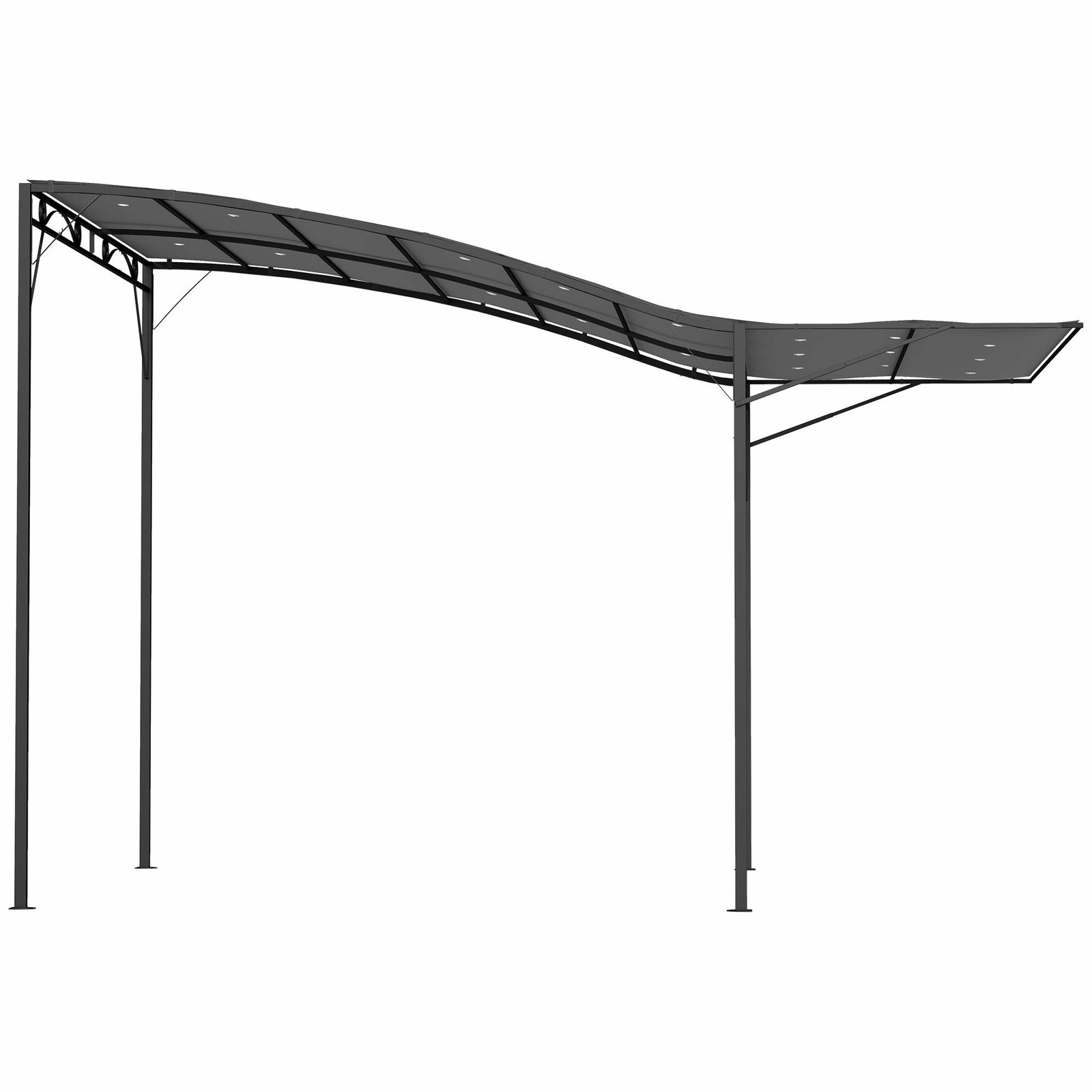 Vejrbestandig pavillon med foldbar tagforlænger, 3 x 2,5 m