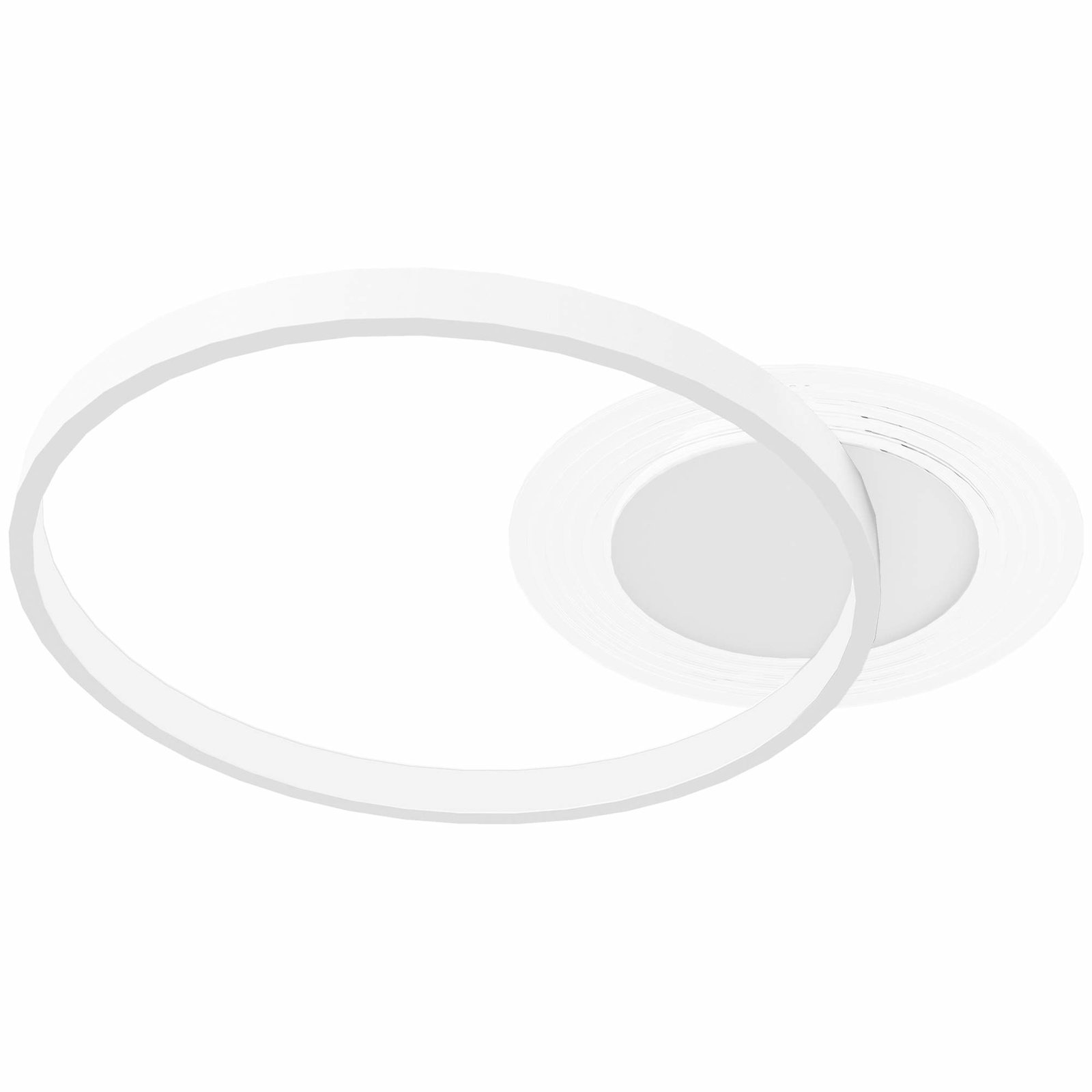 Loftlampe med dobbelt ringdesign, rund 50x40 cm, hvid