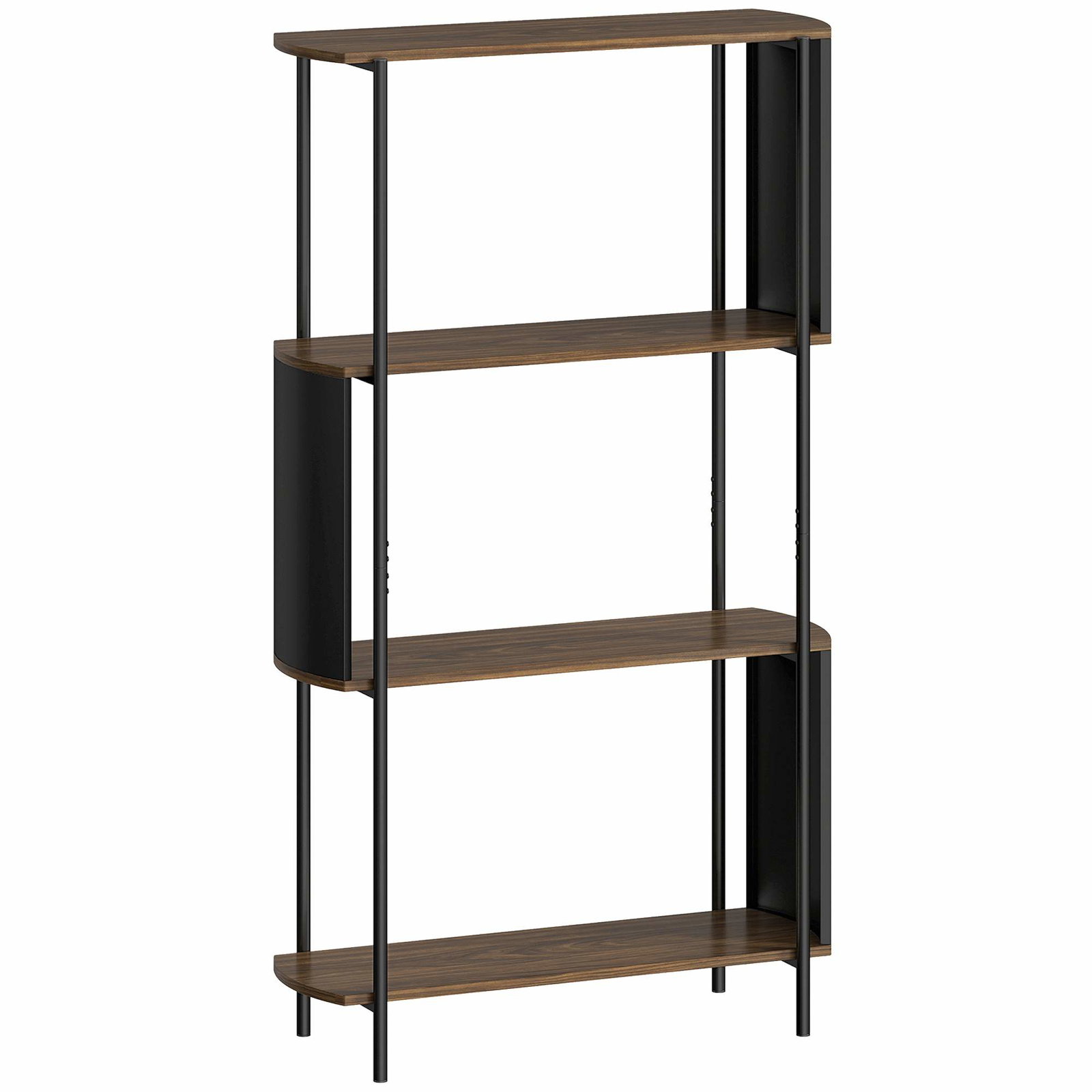 Industriel bogreol med 4 niveauer – brun træfinish