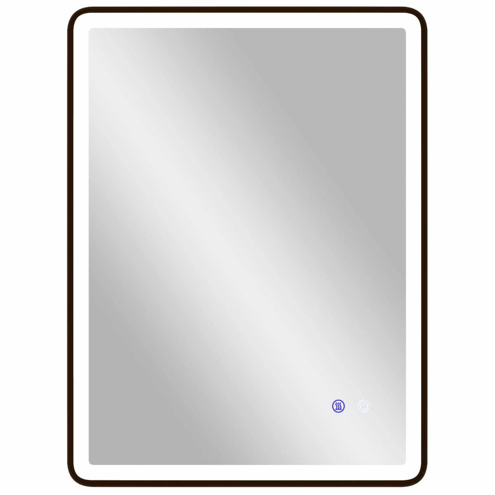 LED badeværelsesspejl, dugfri, dæmpbar, 80x60 cm, sort ramme