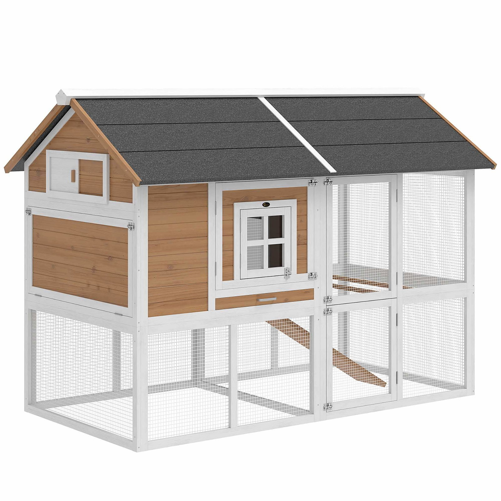 Hønsehus med løbegård, redekasse og udtræksbakke