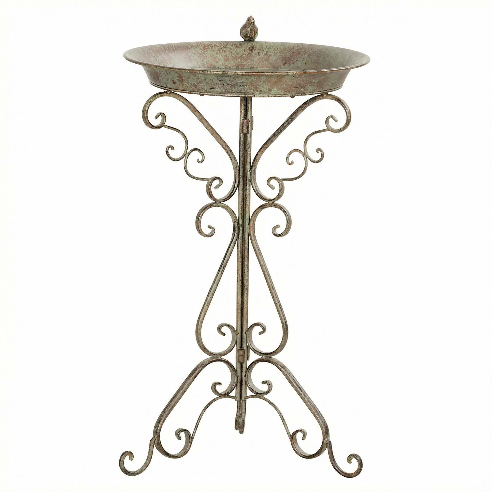 Vintage grønt fuglebad med dekorativt stativ