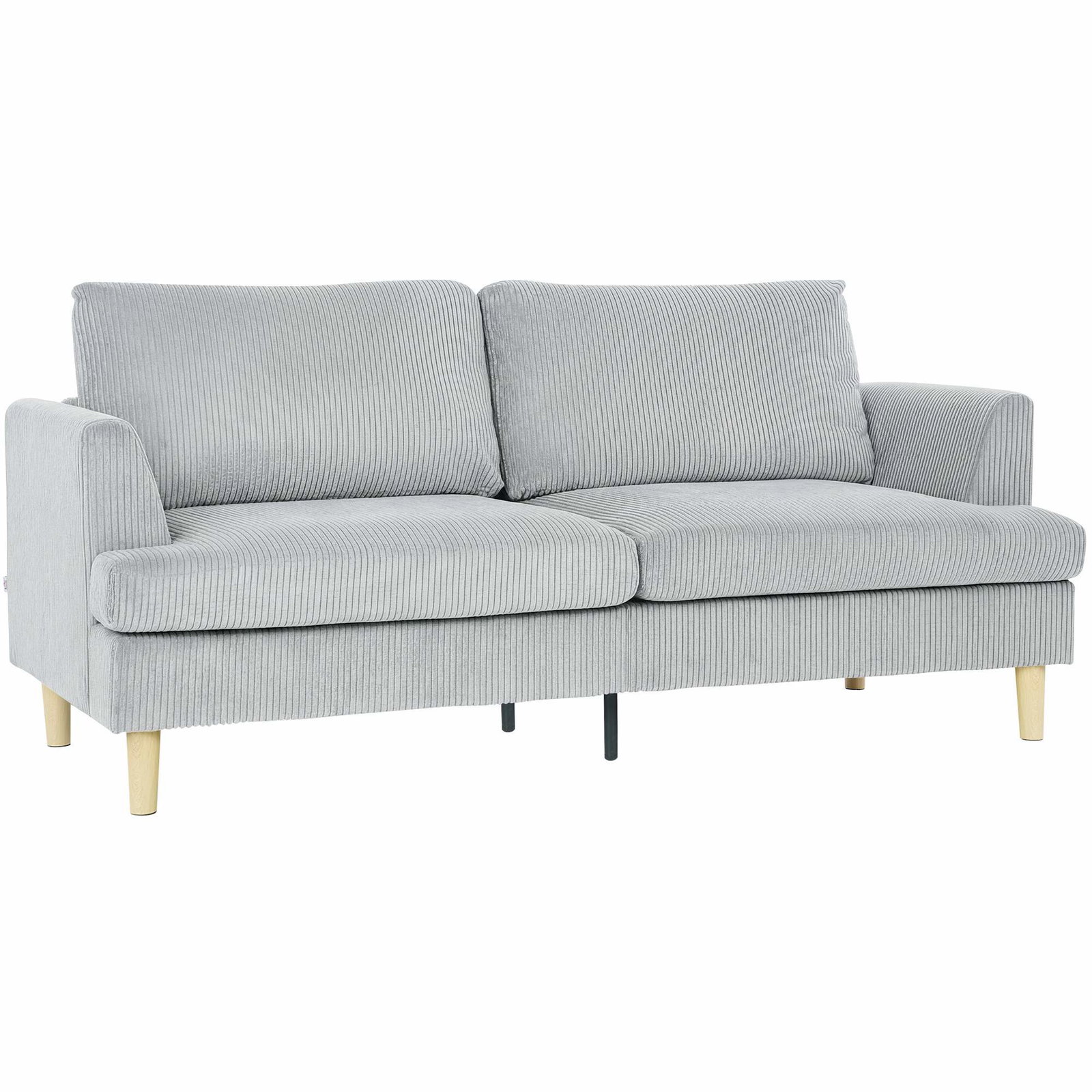3-personers sofa, fløjlslook, lysegrå, komfortable armlæn