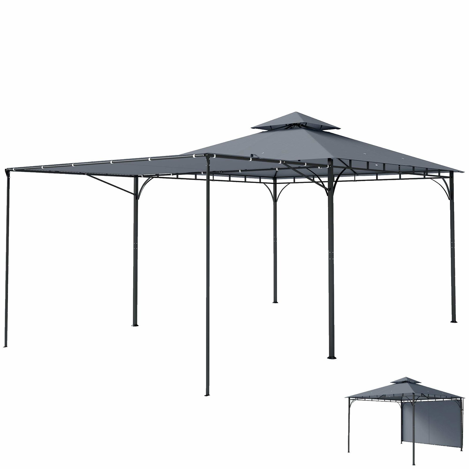 Robust 3,2x3,2m havepavillon, dobbelttag, mørkegrå