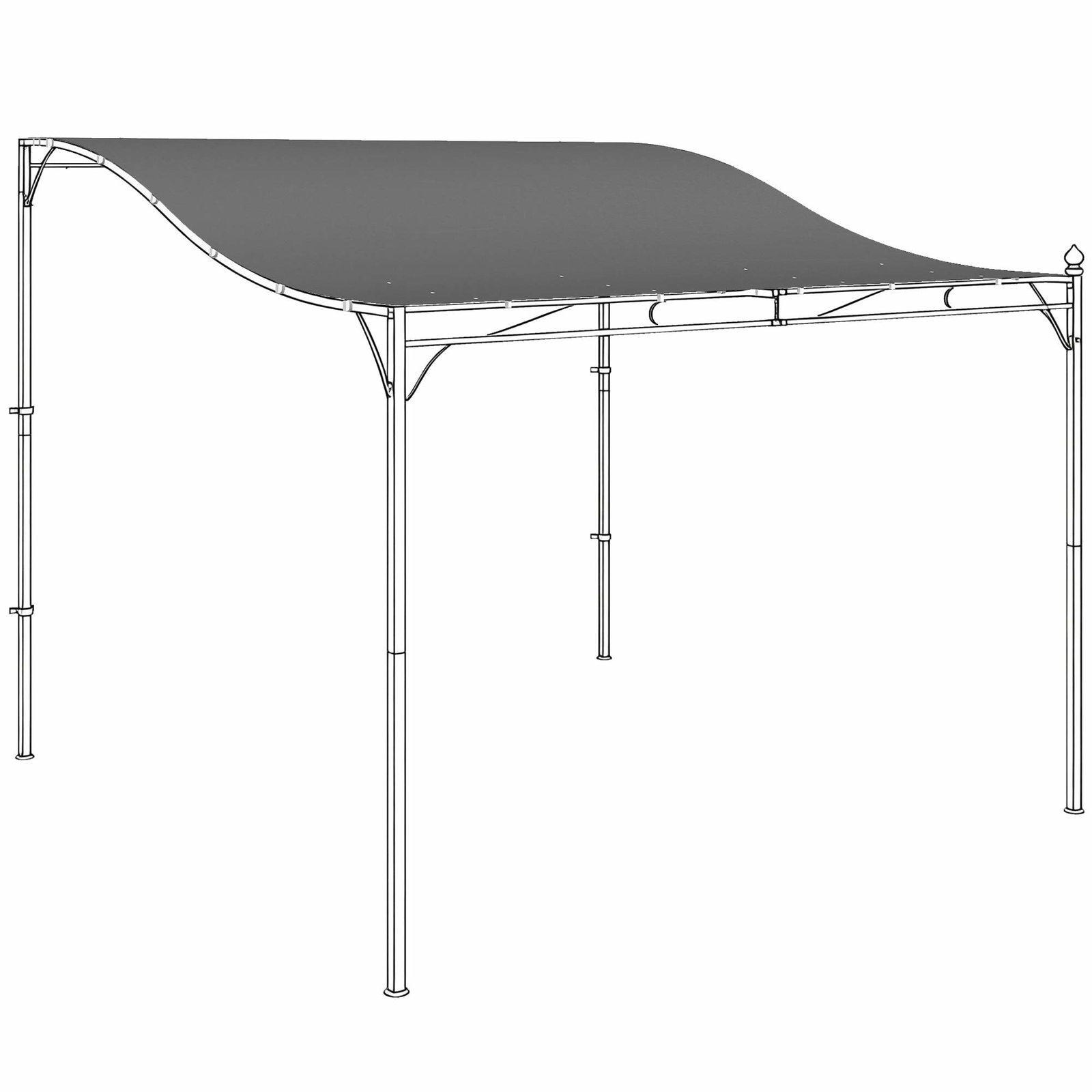 Udskiftning af mørkegrå pergola-overdækning – 3x3m pavillonoverdækning