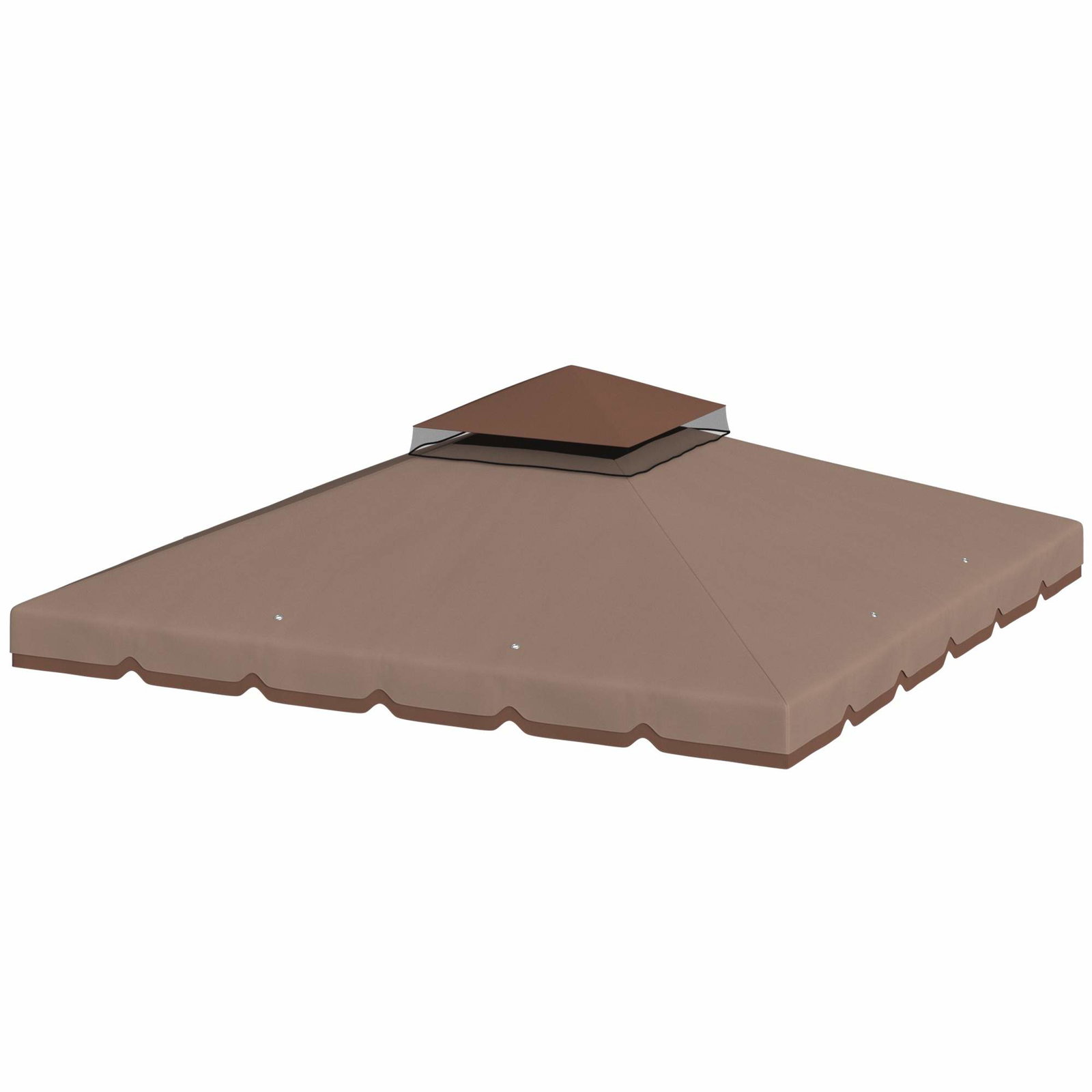 Khaki 3x3m pavillontag – vandafvisende, dobbelt ventilation