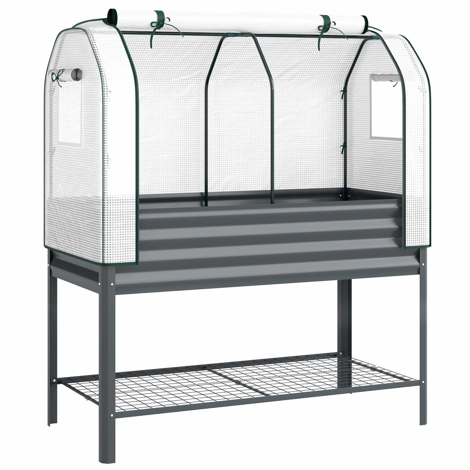 Højbed i metal med drivhus, 120 x 55 x 140 cm