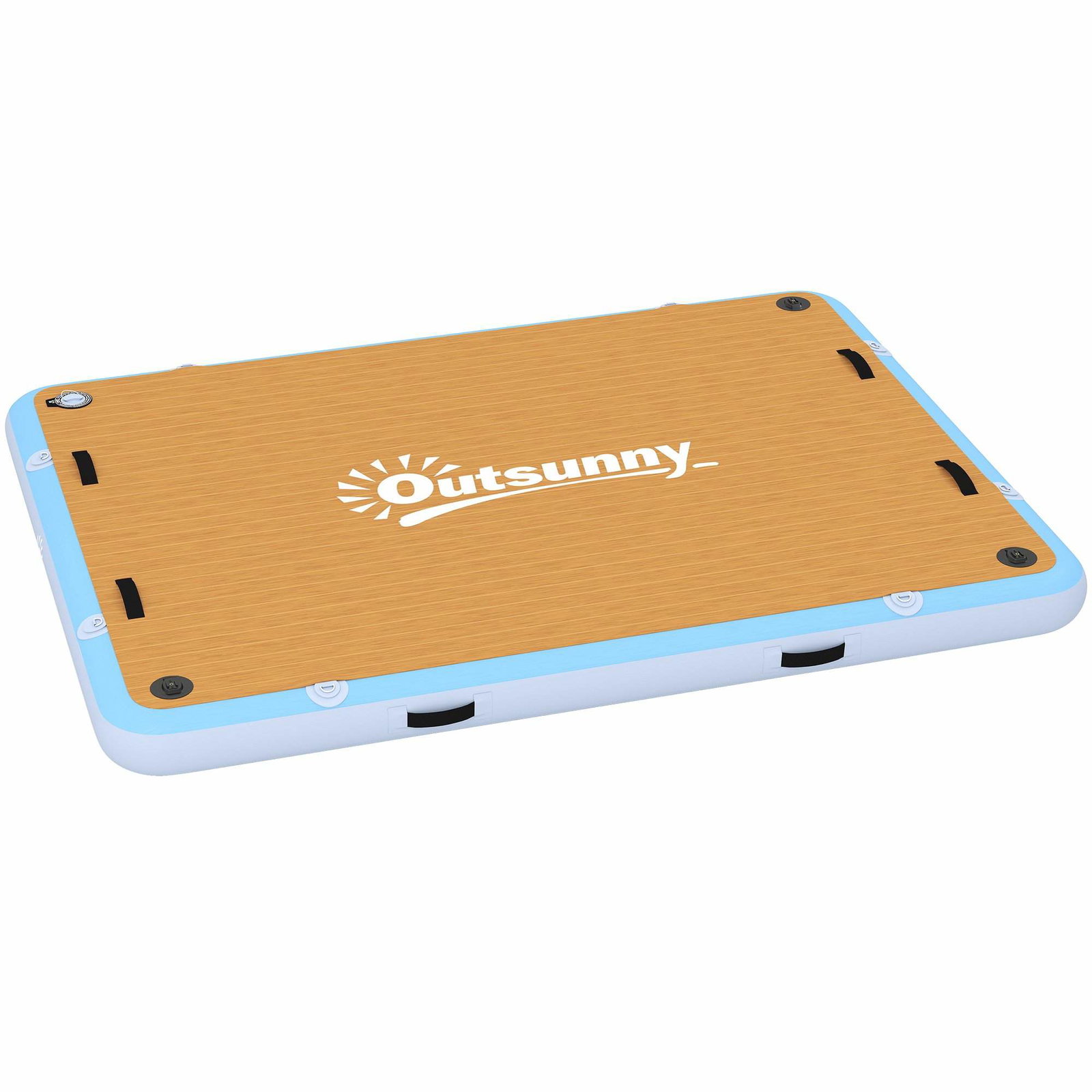 Oppustelig badebro 2,4x1,8m, skridsikker overflade, stige